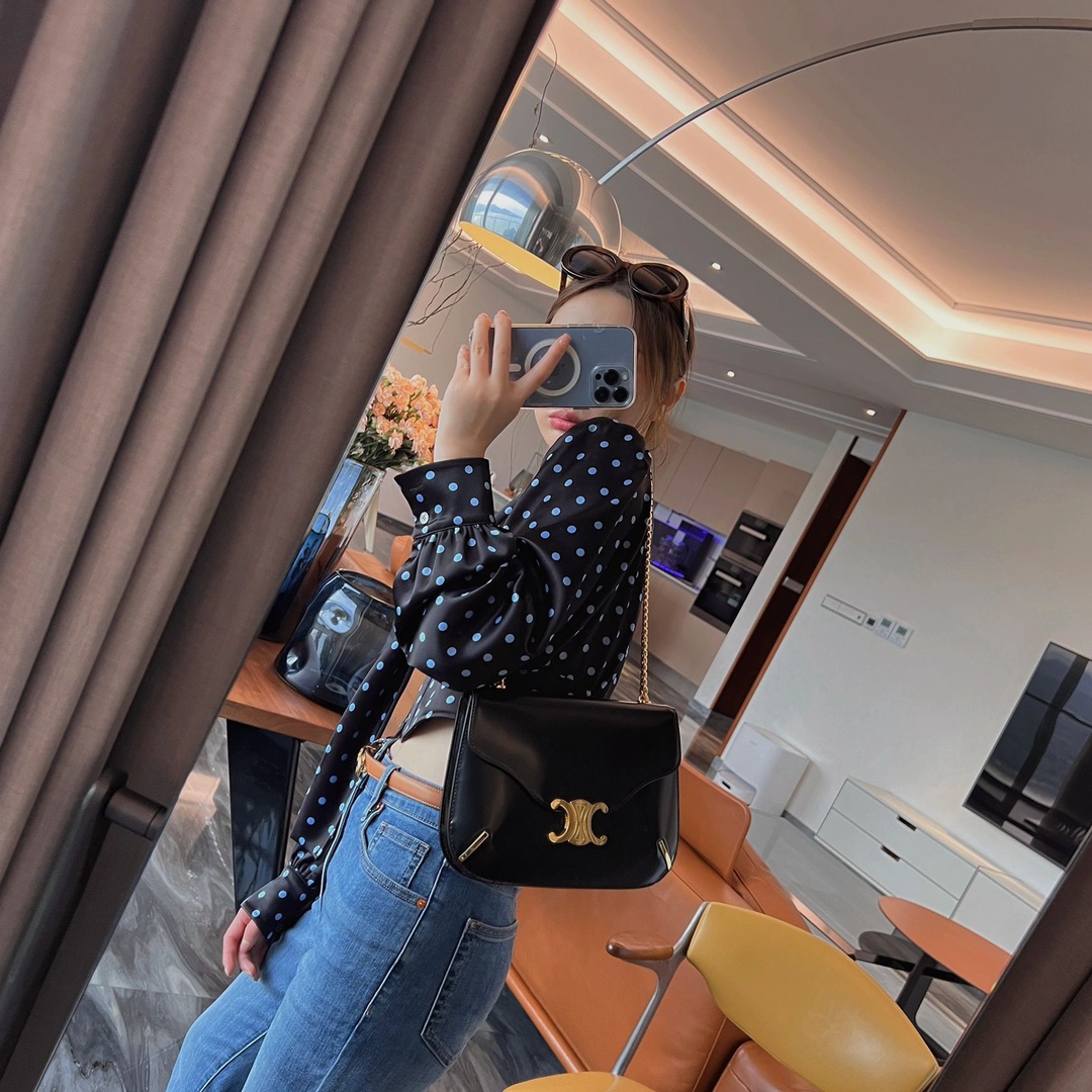 CELINE CHAIN BESACE TRIOMPHE 24.5CM BAG 199273黑色