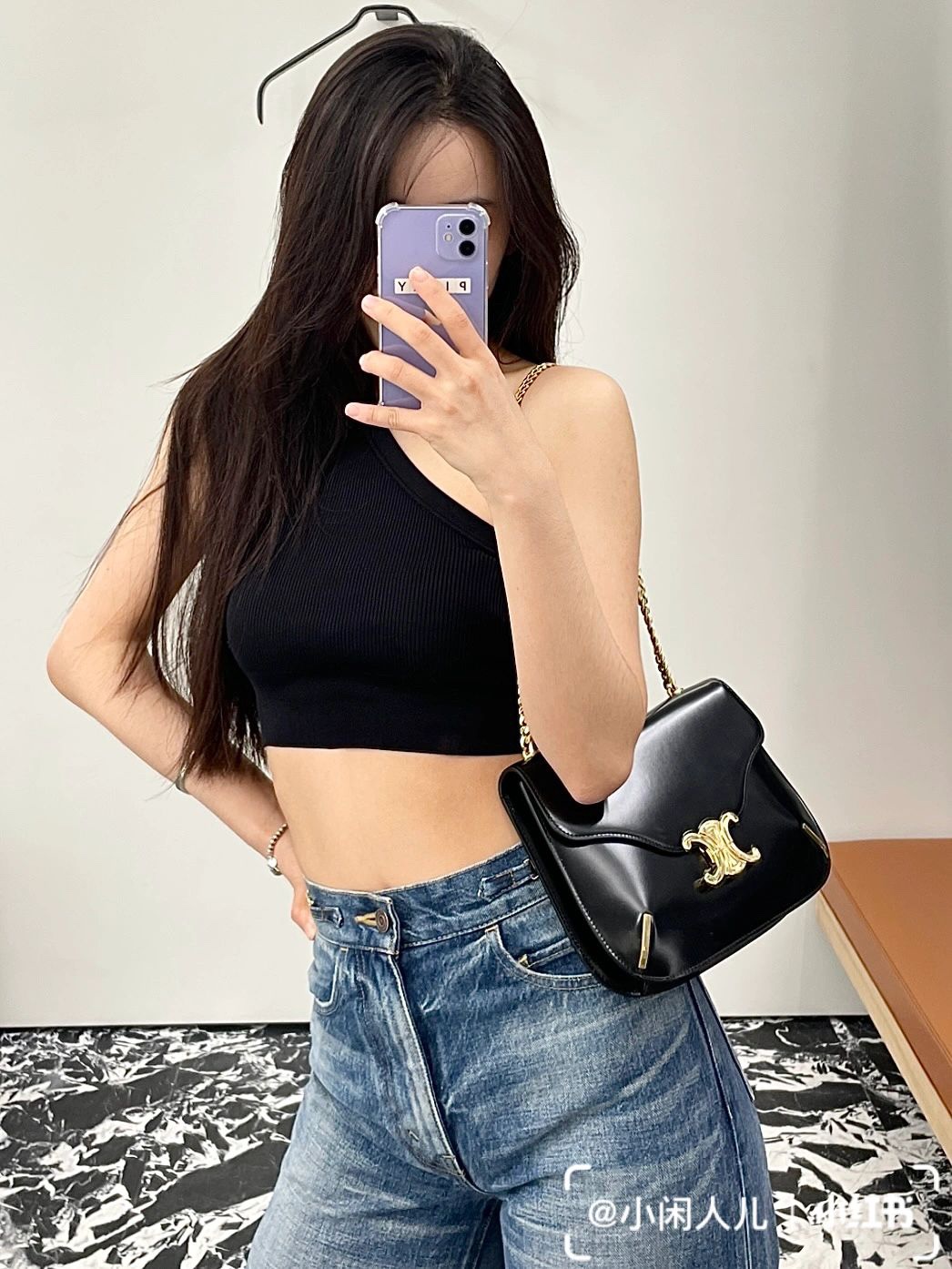 CELINE CHAIN BESACE TRIOMPHE 24.5CM BAG 199273黑色