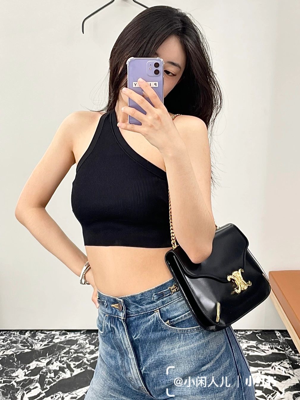 CELINE CHAIN BESACE TRIOMPHE 24.5CM BAG 199273黑色