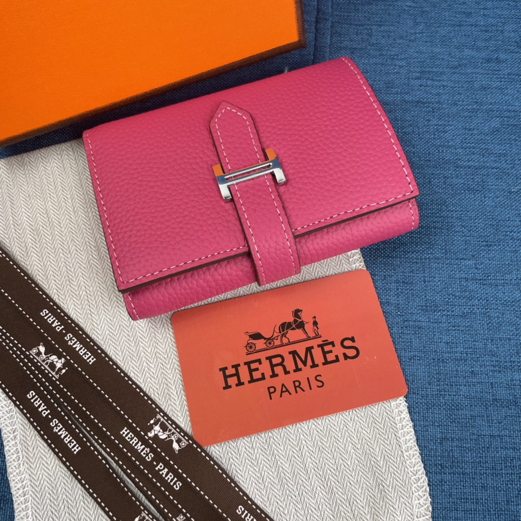 Hermes Togo Leather Compact Tri-Fold Wallet - Rose Lipstick 4 i1655882949 2494 2
