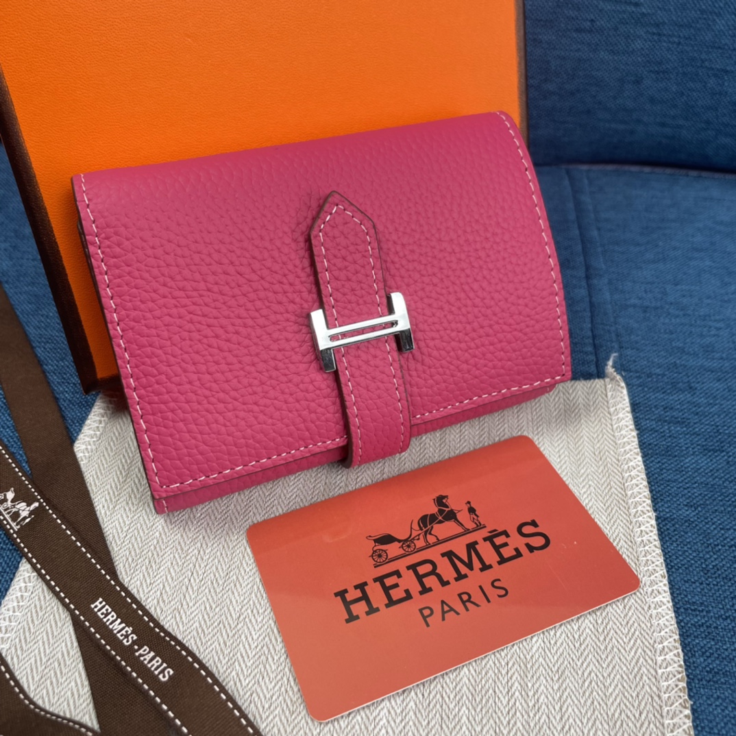 Hermes Togo Leather Compact Tri-Fold Wallet - Rose Lipstick 2 i1655882949 288 0