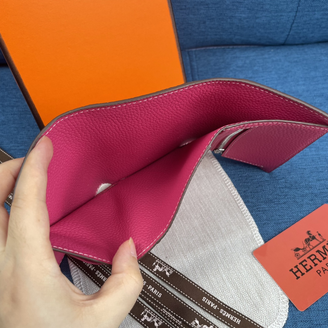 Hermes Togo Leather Compact Tri-Fold Wallet - Rose Lipstick 8 i1655882949 7351 6
