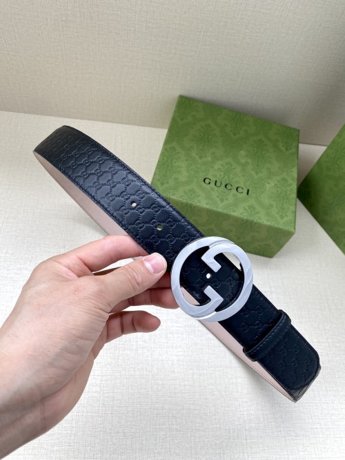 Gucci Interlocking G Leather Belt, 4.0cm Width, Black Leather Finish 1 Gucci Interlocking G Leather Belt, 4.0cm Width, Black Leather Finish