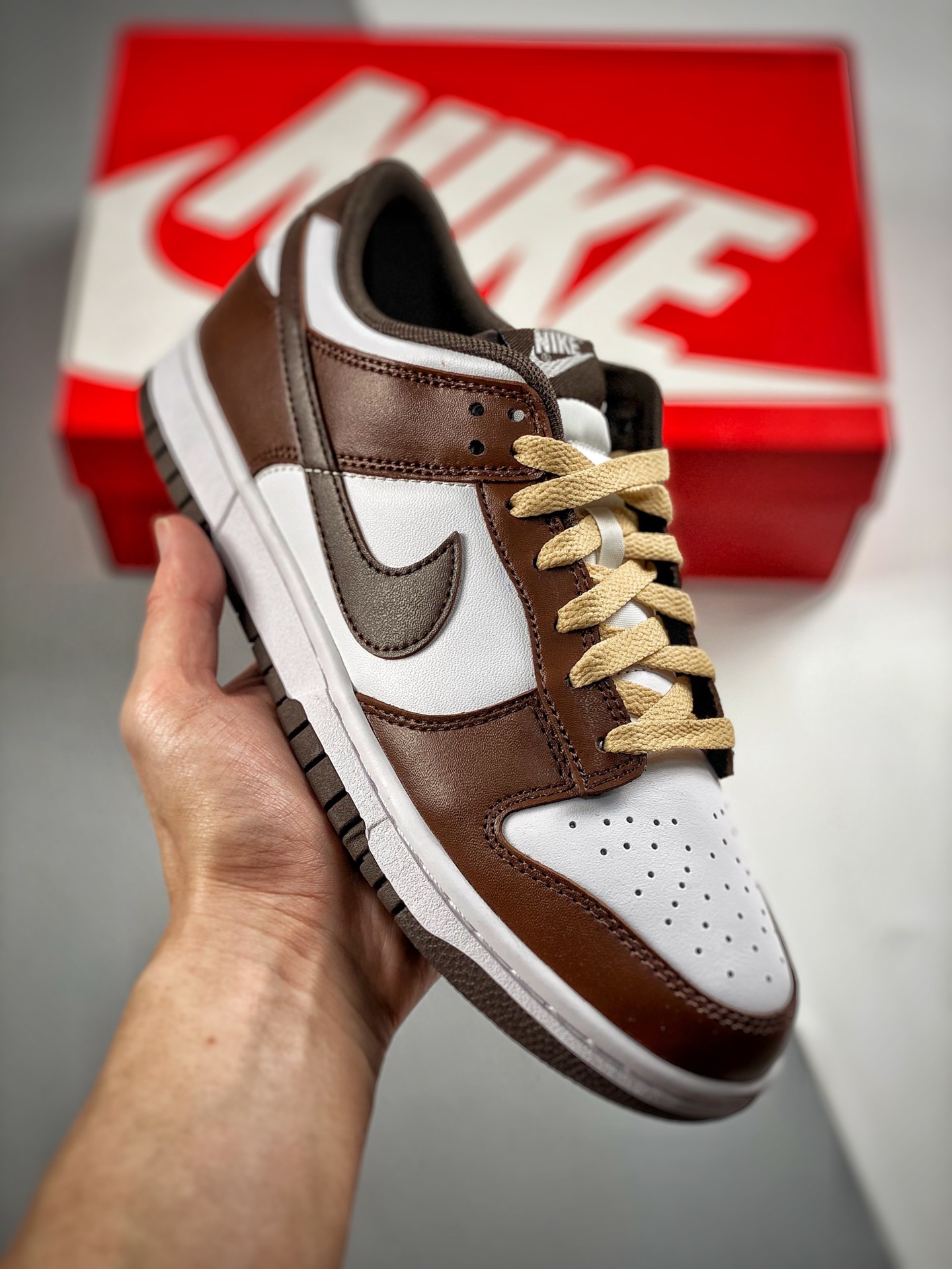 -4 Nk Dunk SB Low blanco y marrón, producción original de fábrica grande, lanzamiento real, material de primera capa or…