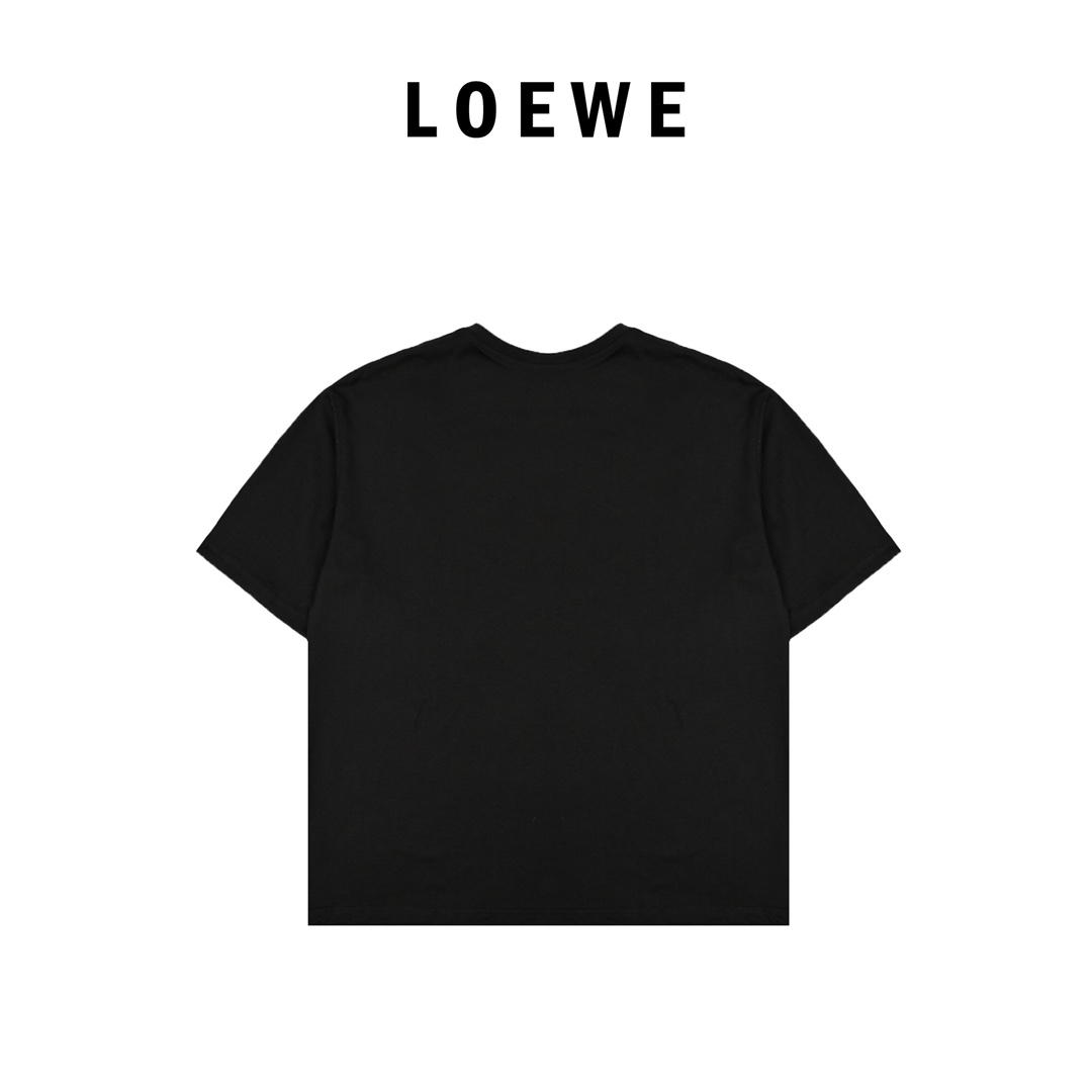 LOEWE 22SS 荧光粉四叶草刺绣短袖T恤