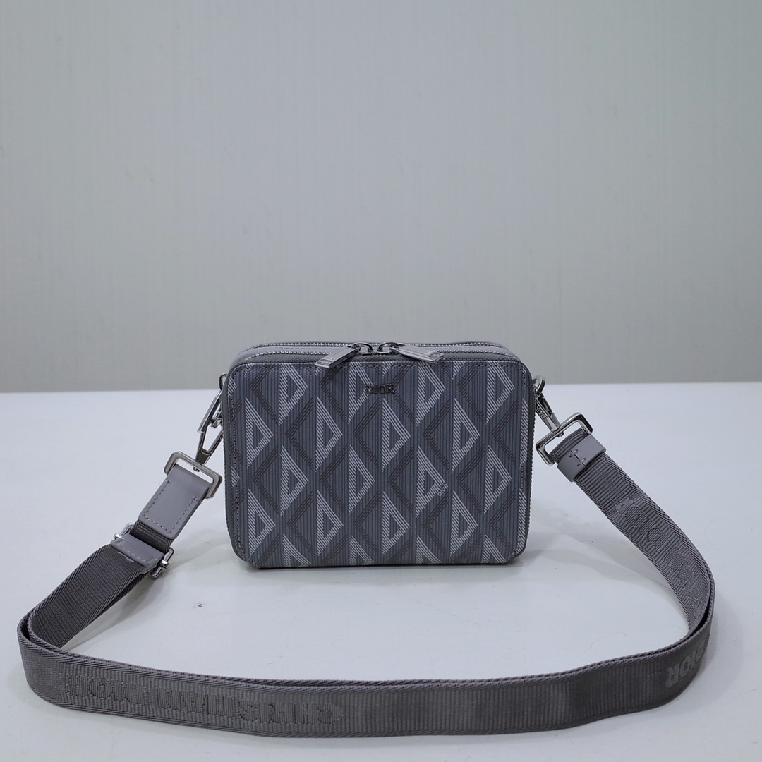 Dior Messenger Bags Grey Canvas Cowhide Diamond