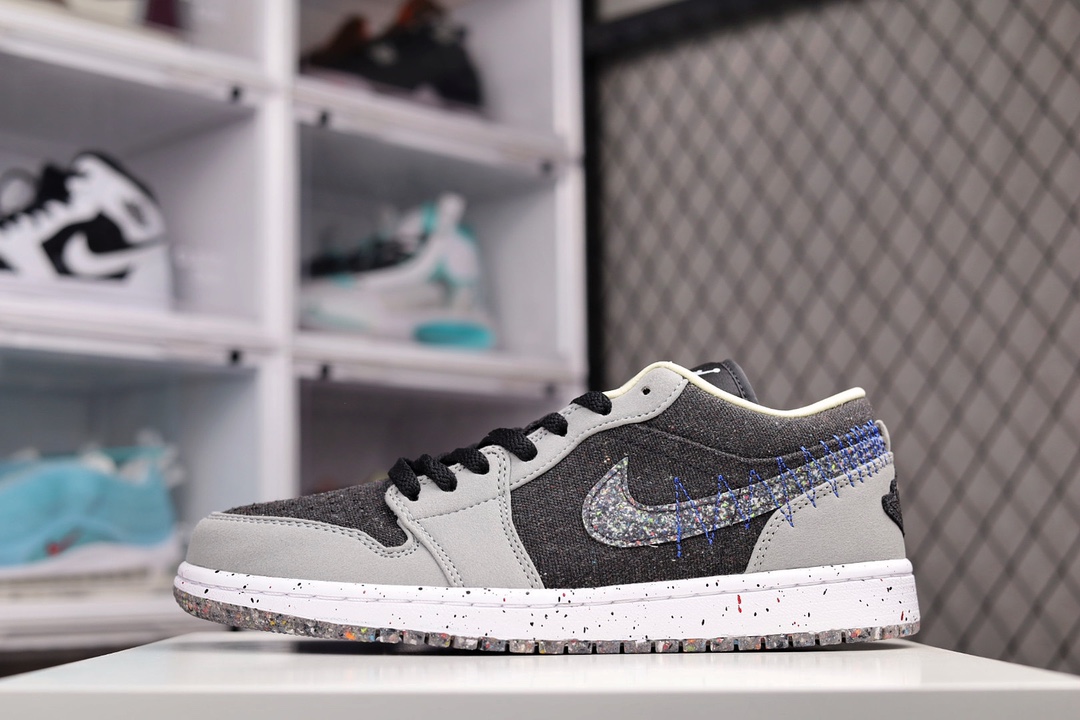 H0 过验版 Air Jordan 1 Low 灰蓝黑 缝线AJ1乔1低帮休闲板鞋 同步官方配色市场唯一独家头层皮打造 原鞋原档案开发 原厂皮料 原档冲孔鞋头 正确满胶鞋垫 四线拉帮 原厂织唛标 鞋舌高弹海绵填