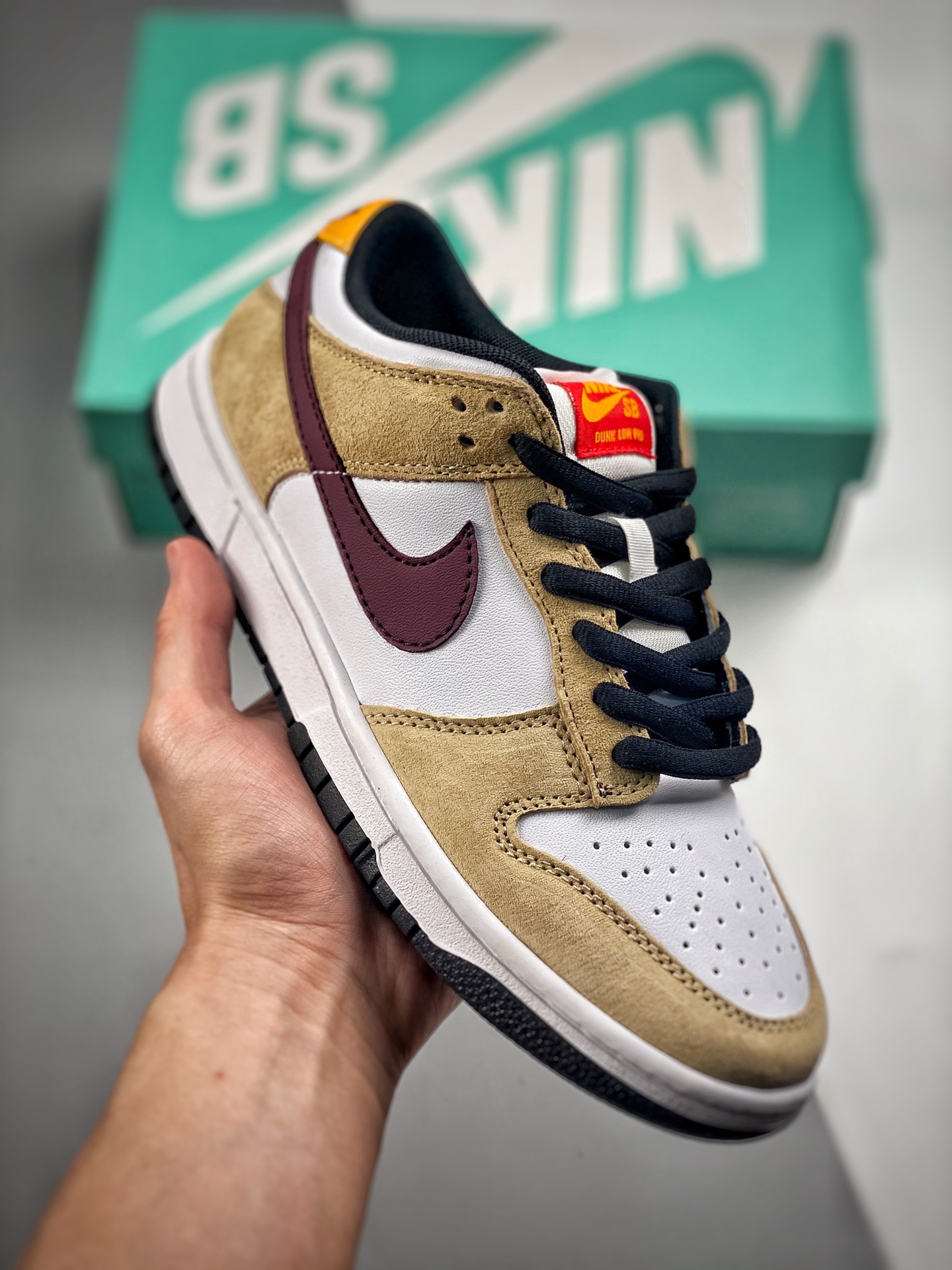 -4 Nk Dunk SB Low blanco, albaricoque y rojo, producción original de fábrica grande, lanzamiento real, material de prim…