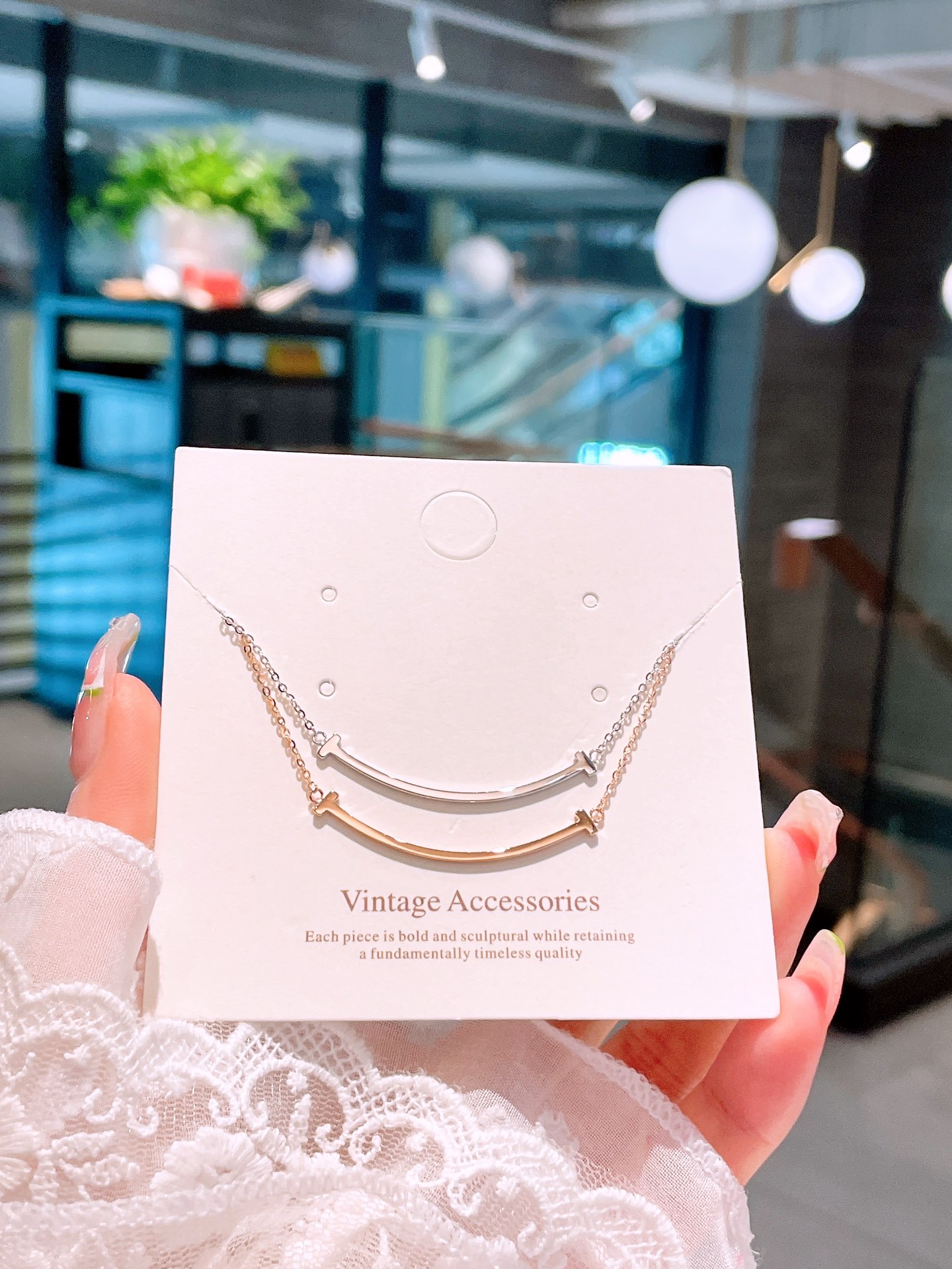 Solid Silver Necklace Lively Engagement Gold