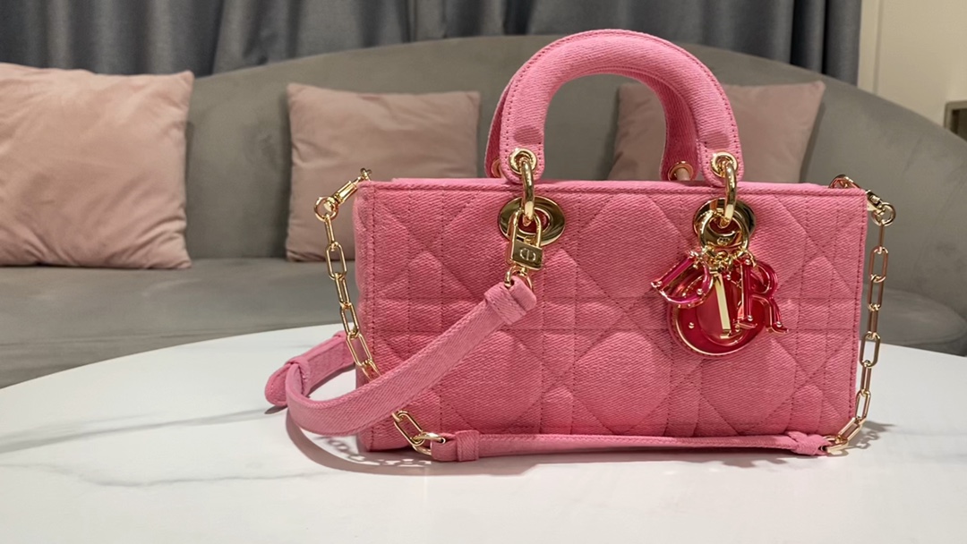 Dior #NEWLADY D-Joy handbag pink cannage denim