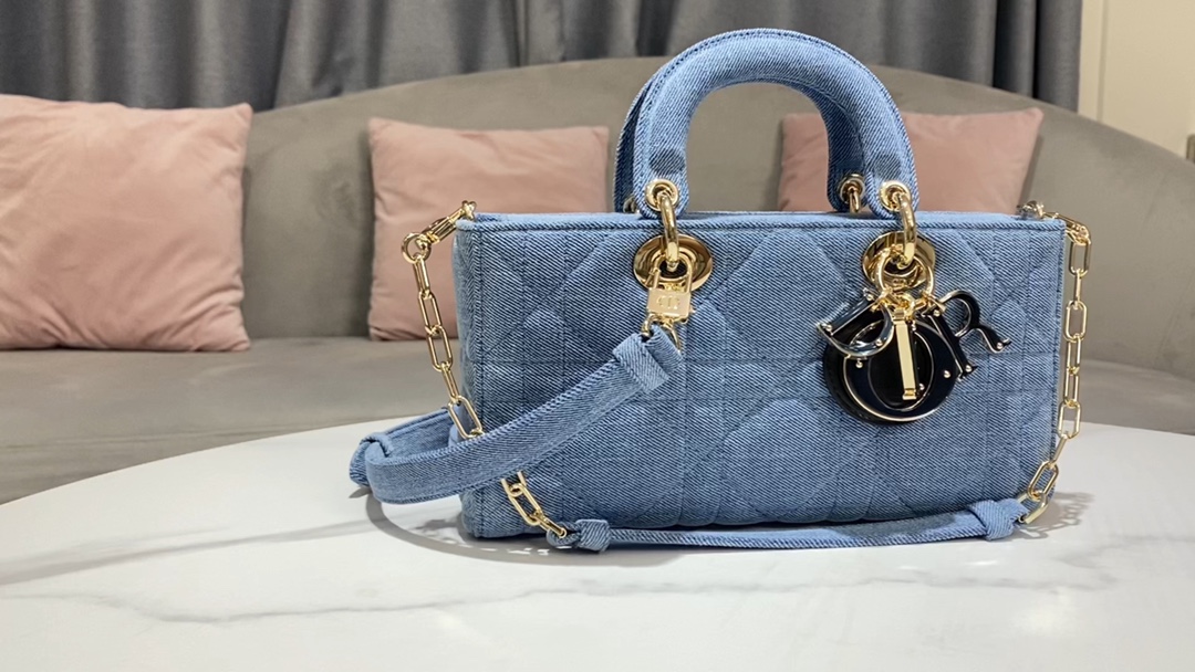 Dior #NEWLADY D-Joy handbag blue cannage denim