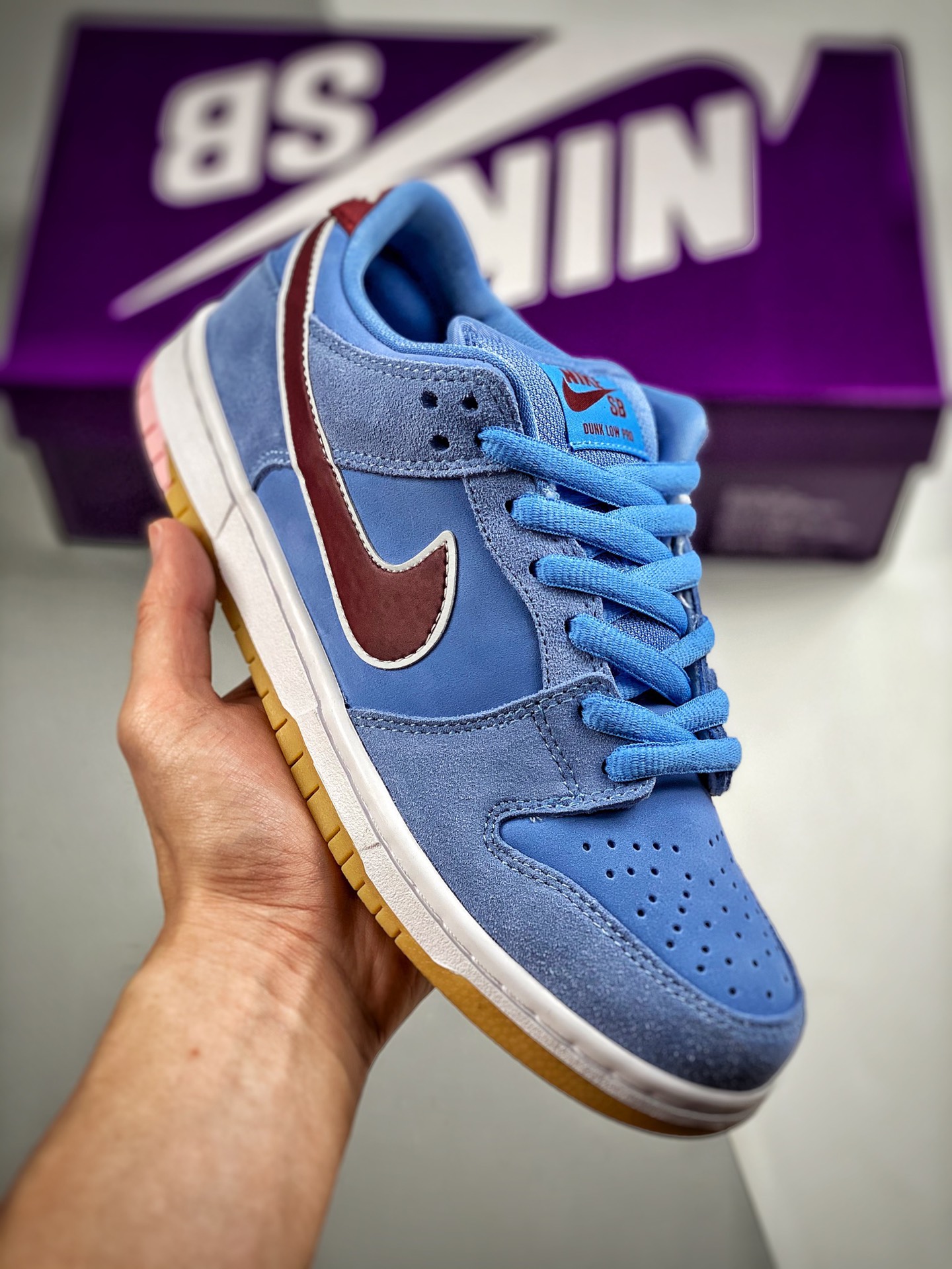 -4 Nk Dunk SB Low chicle azul, producción original de fábrica grande, fotos reales de lanzamiento, materiales de primer…