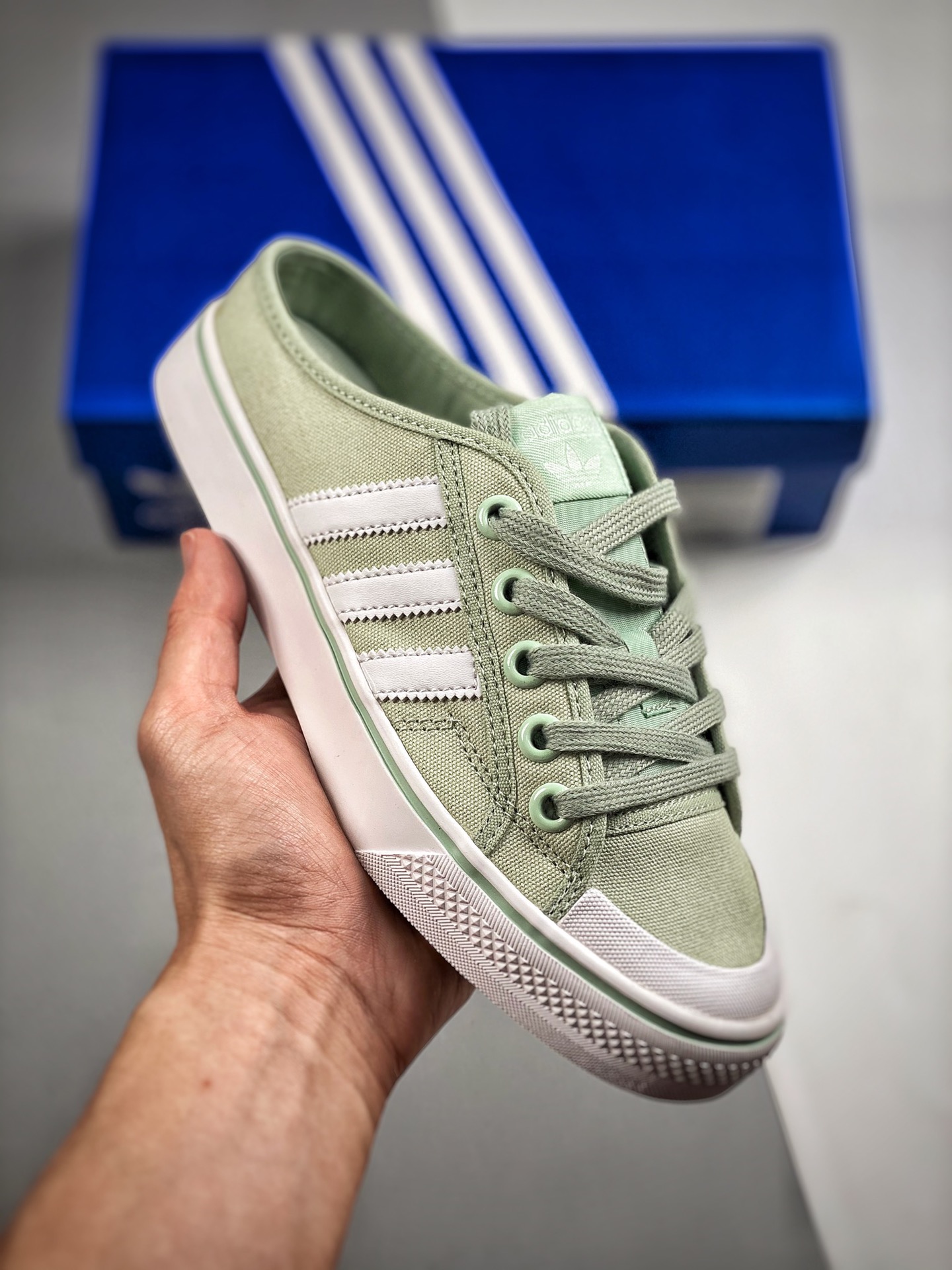 Oferta especial 💥💥💥 Adidas trébol Nizza Blanc Trefoil LO puntera de goma parcial campus lona talón abierto zapatilla…
