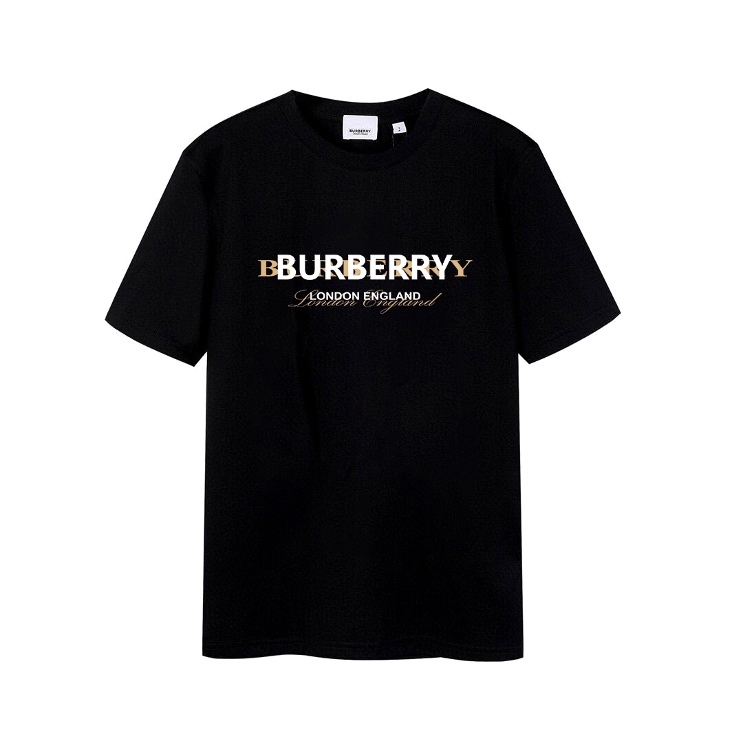 Burberry Kleidung T-Shirt Schwarz Drucken Unisex Baumwolle Fashion Kurzarm