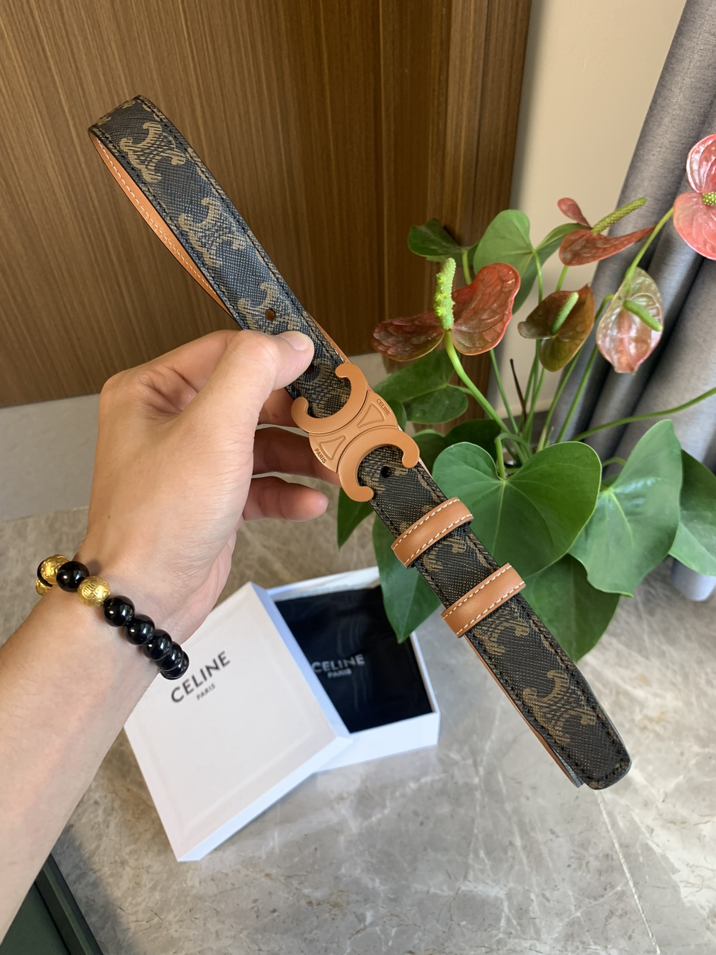 🉐️ CÉLINE 赛琳新款🆕 凯旋门腰带 TRIOMPHE 光滑小牛皮腰带 对版溜金金属件 宽2.5c
