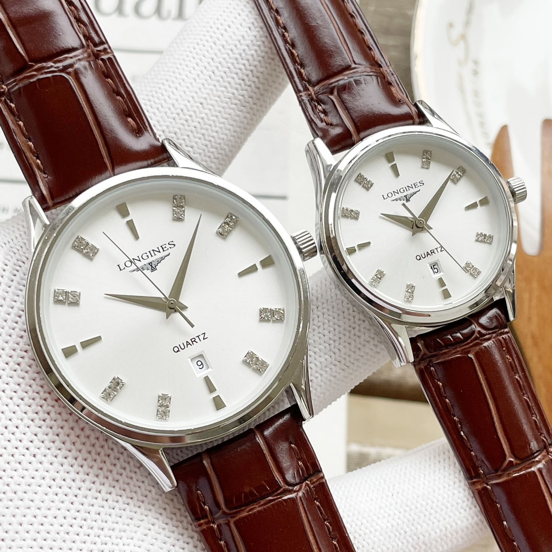 J5  白壳 玫壳  最新浪琴  Longines  情侣对表 原装进口石英机芯 钢化玻璃 316L精钢表壳 直径男40mm女30mm 厚8mm如果今天的阳光停止了它耀眼的光芒。那么你的一个微笑，将照亮我的整个世界 实物拍摄 品质如一