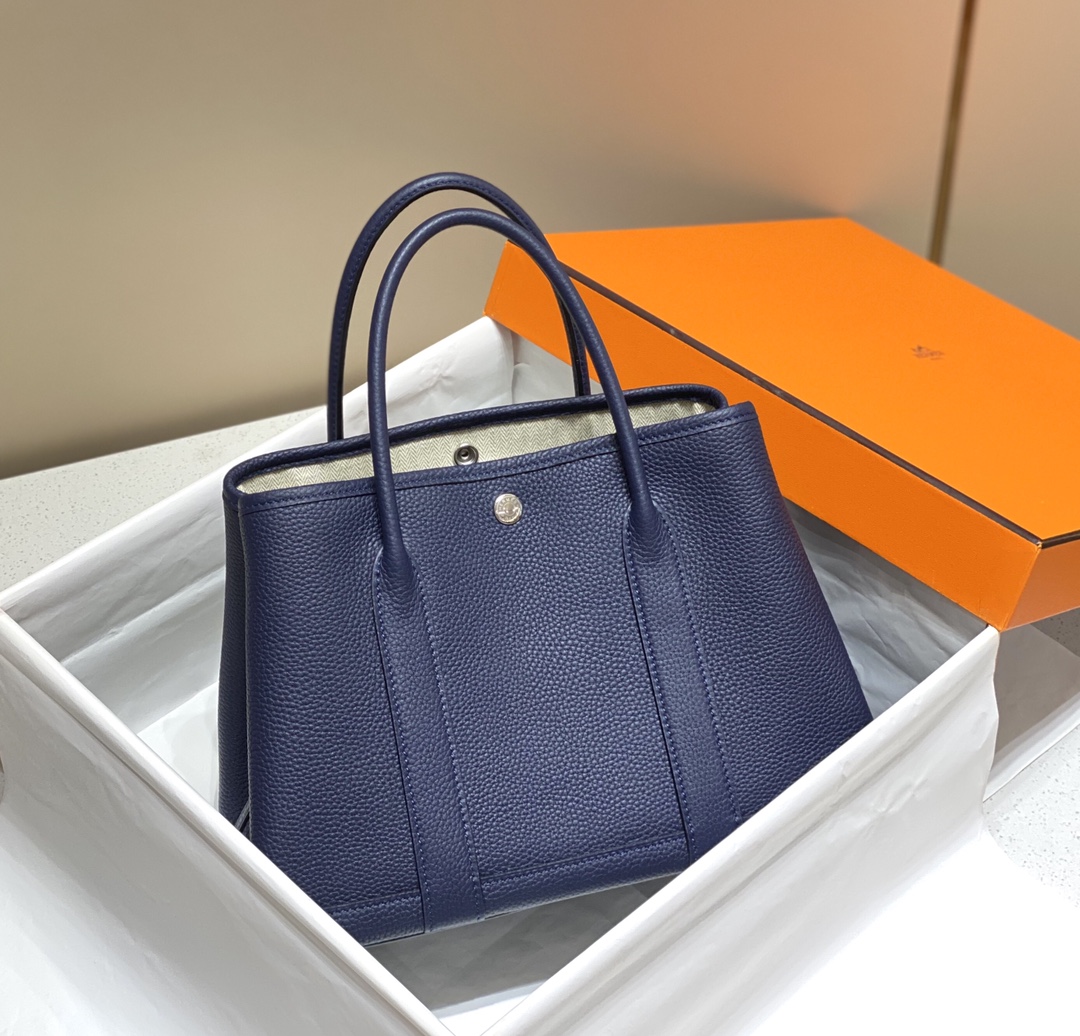 Hermès Garden Party Bag - Deep Blue Leather Tote, Perfect for Everyday Use