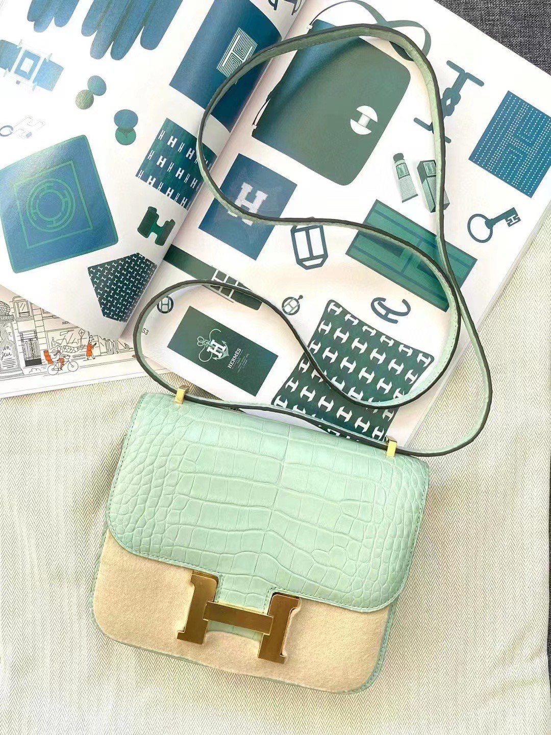 Hermes Constance Crossbody & Shoulder Bags Green Summer Collection Mini