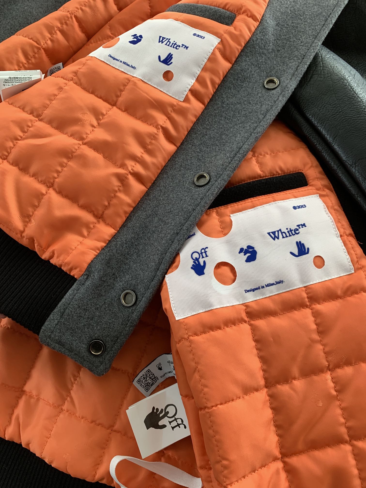 off white OW2022秋冬新款羊毛呢棒球外套