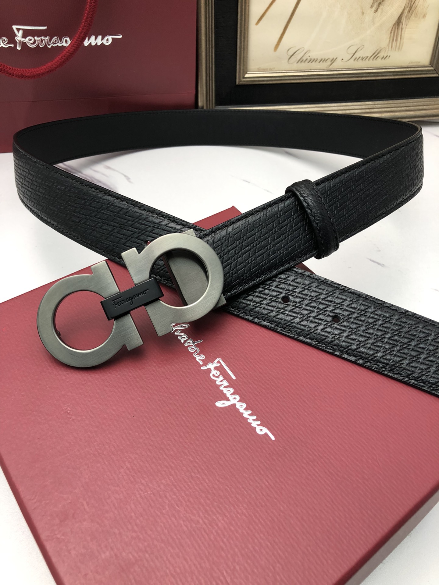 [Ferragamo Belts]Ferragamo: Original original first layer of cowhide embossed