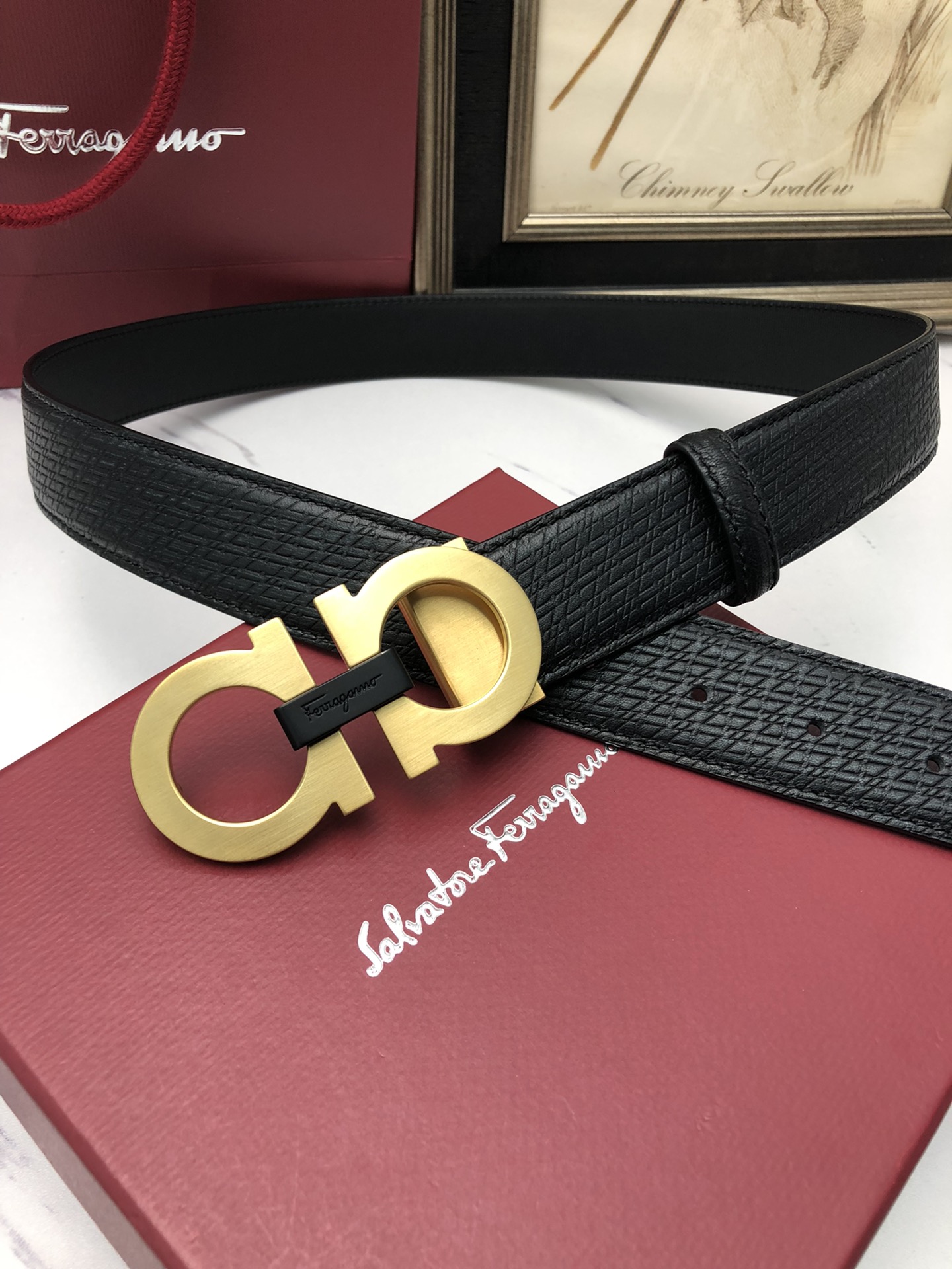 [Ferragamo Belts]Ferragamo: Original original first layer of cowhide embossed