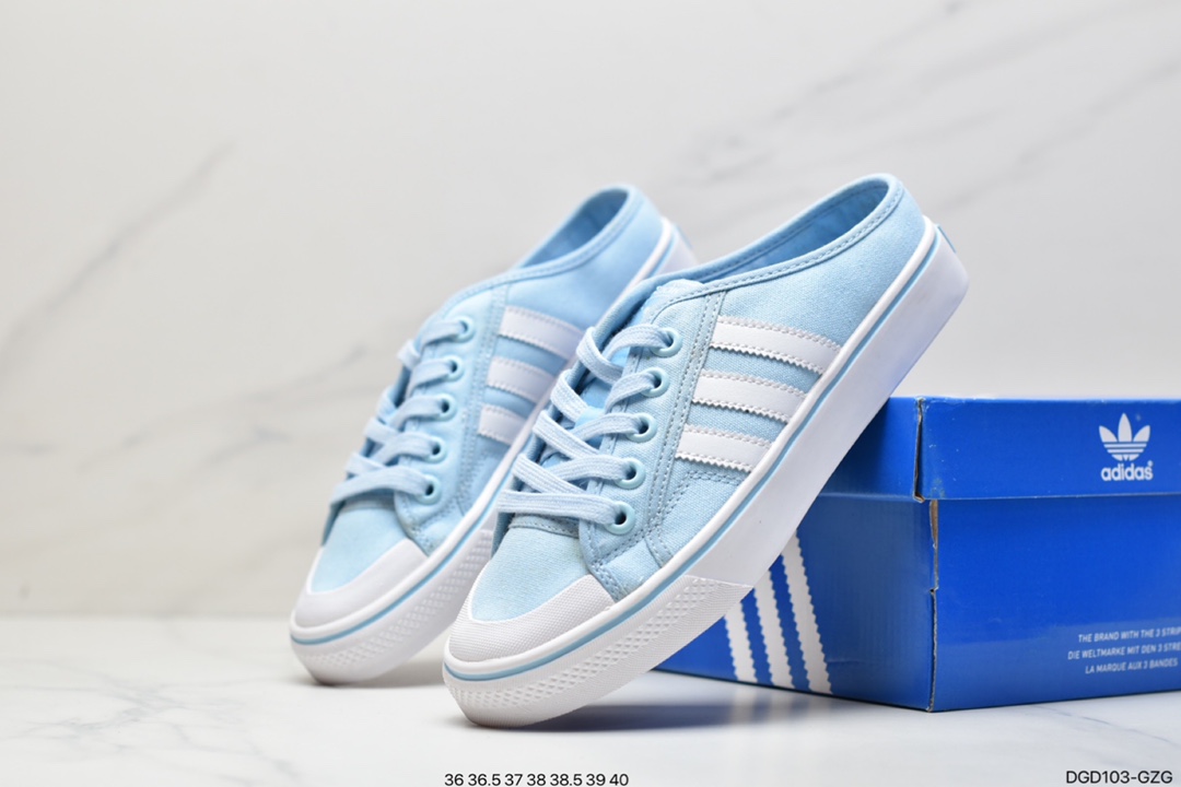 Adidas Adidas clover Nizza Blanc Trefoil LO half-cut rubber toe head campus canvas slingback half-flipper CC2527