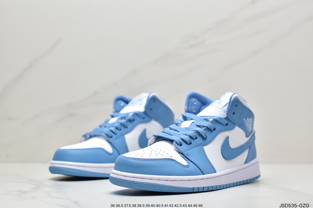 200 Air Jordan 1 Mid AJ1中帮系列“北卡蓝”全头层皮料554724-106