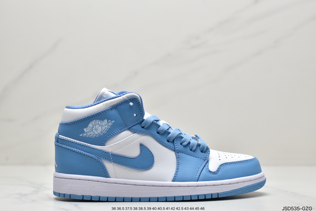 200 Air Jordan 1 Mid AJ1中帮系列“北卡蓝”全头层皮料554724-106