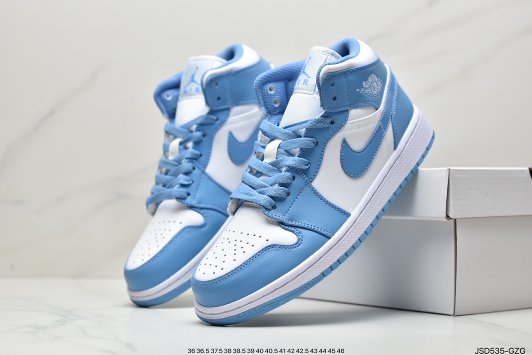200 Air Jordan 1 Mid AJ1中帮系列“北卡蓝”全头层皮料554724-106