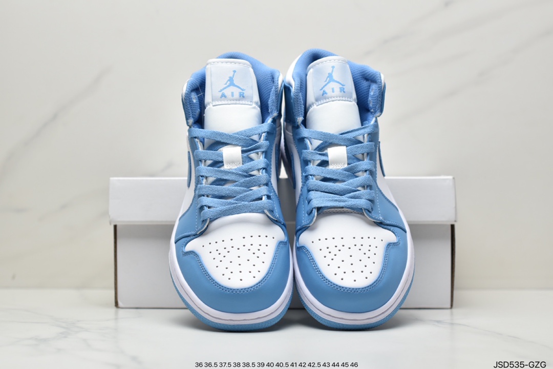200 Air Jordan 1 Mid AJ1中帮系列“北卡蓝”全头层皮料554724-106