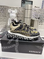 Versace Sneakers Casual Shoes Unisex Cowhide TPU Casual