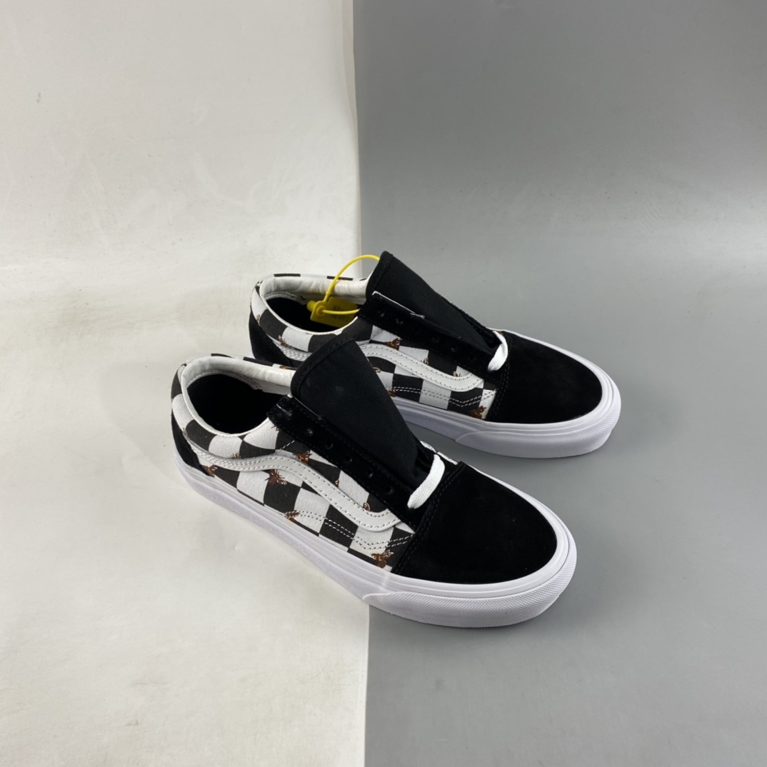 Vans Old Skool Vans official black and white checkerboard small bee classic series low-top canvas shoes VN0A3WKT9EH