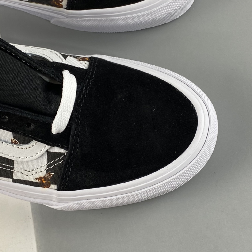 Vans Old Skool Vans official black and white checkerboard small bee classic series low-top canvas shoes VN0A3WKT9EH