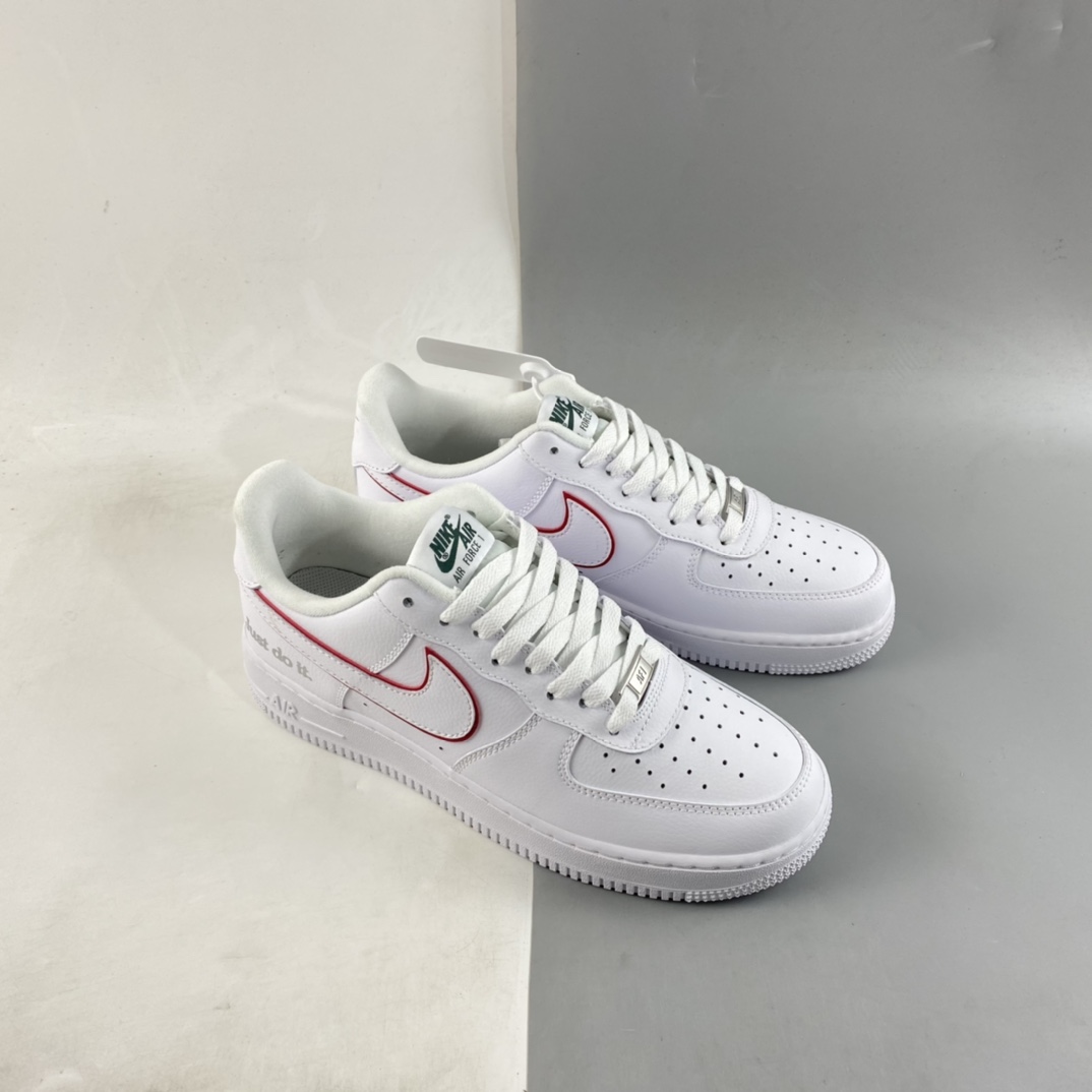 Nike Air Force 1 '07 Low”White/Red/Sliver JUST DO IT”Air Force One Classic Low Top All-match Casual Sneakers DQ0791-100