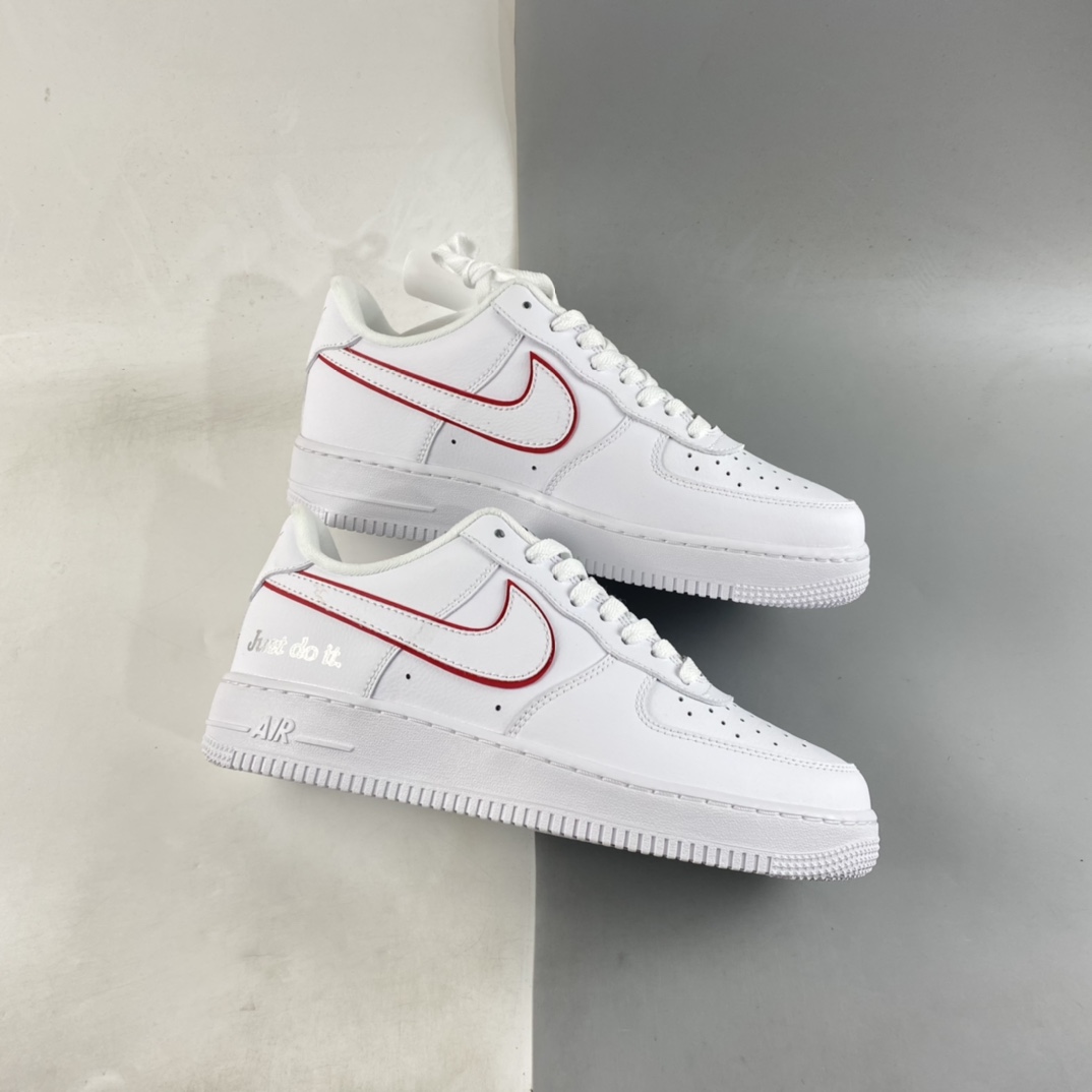 Nike Air Force 1 '07 Low”White/Red/Sliver JUST DO IT”Air Force One Classic Low Top All-match Casual Sneakers DQ0791-100