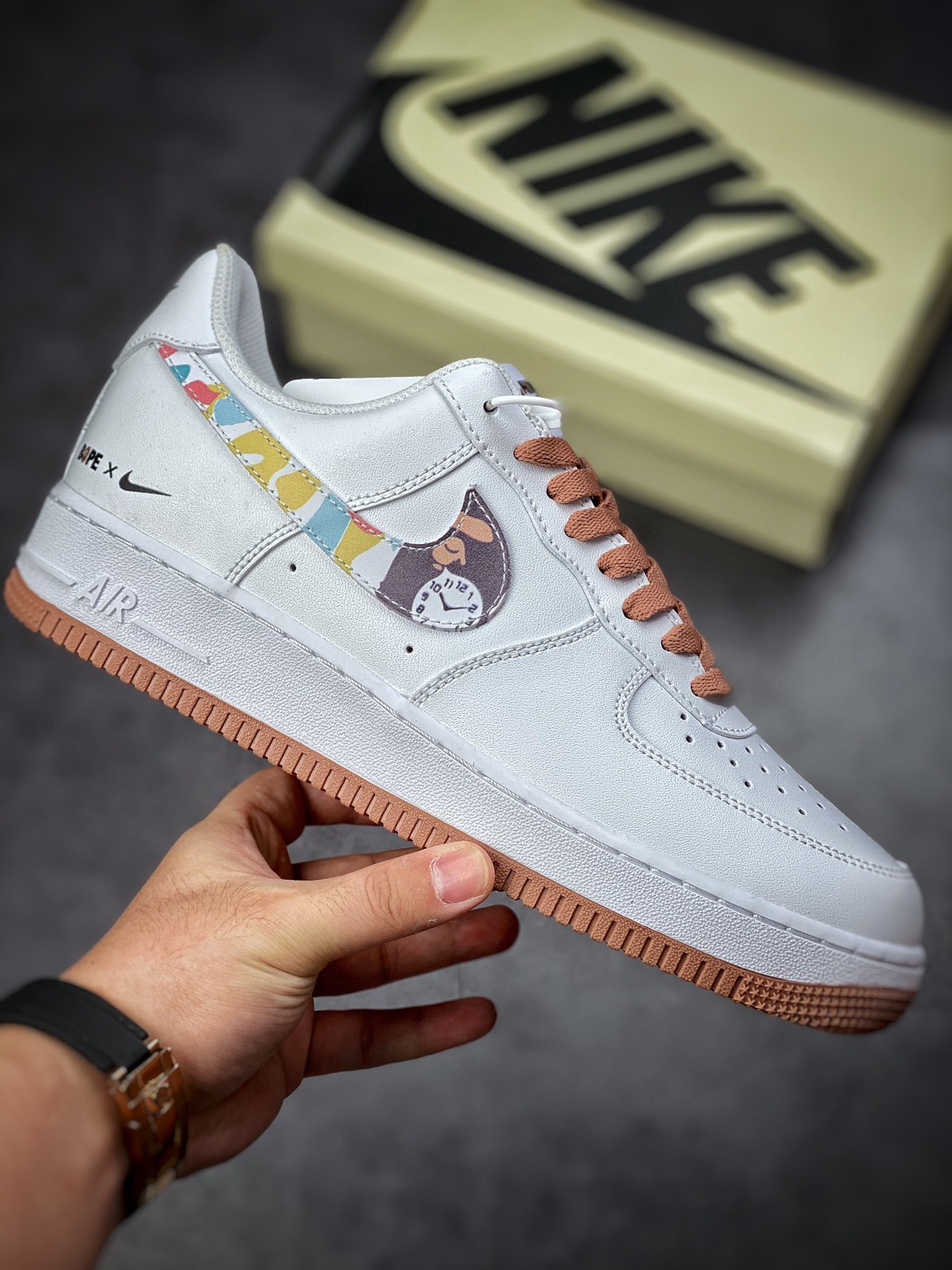 240 Nike Air Force 1 Low 07 白棕彩勾 AF1234-003