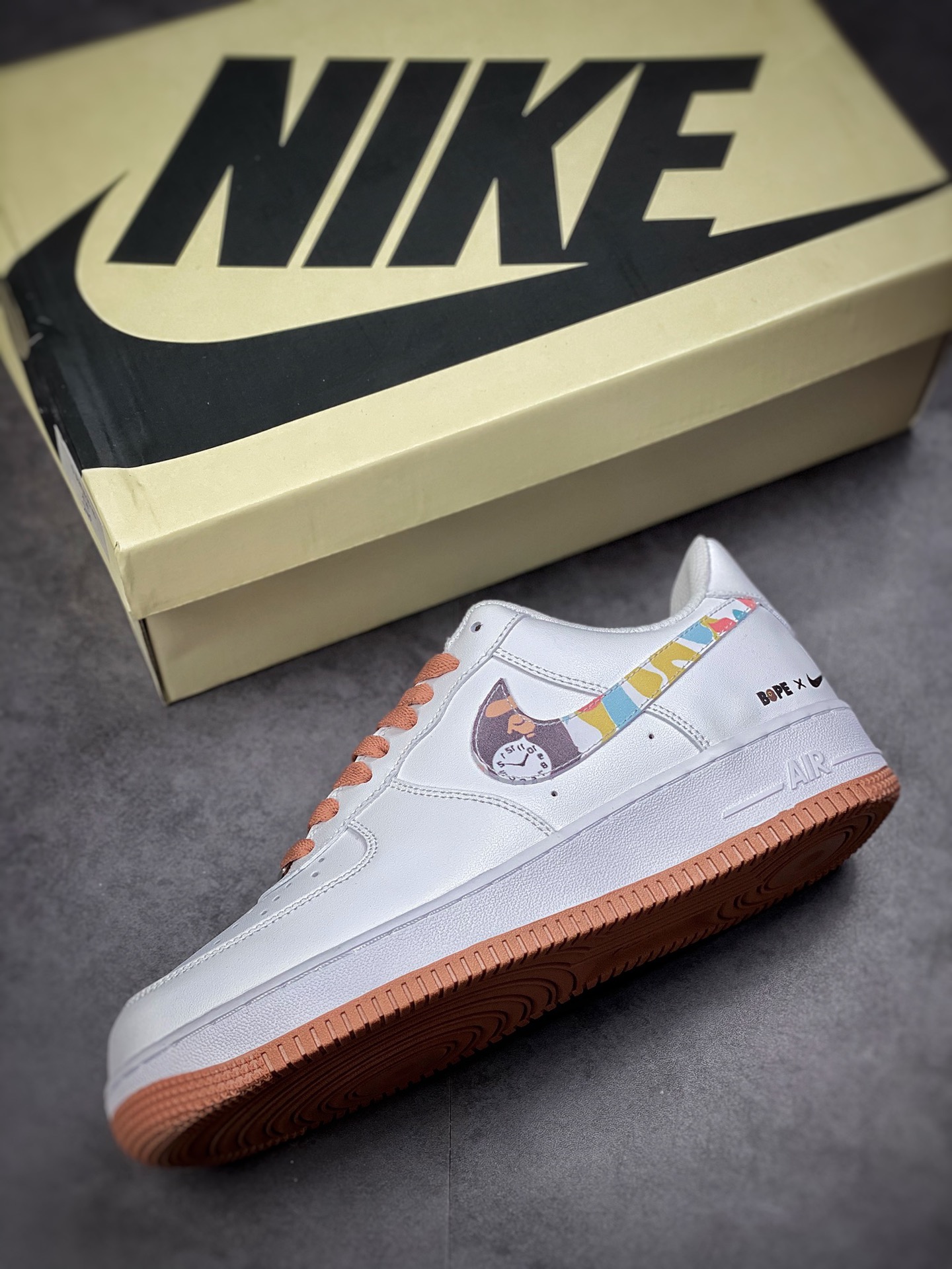 240 Nike Air Force 1 Low 07 白棕彩勾 AF1234-003