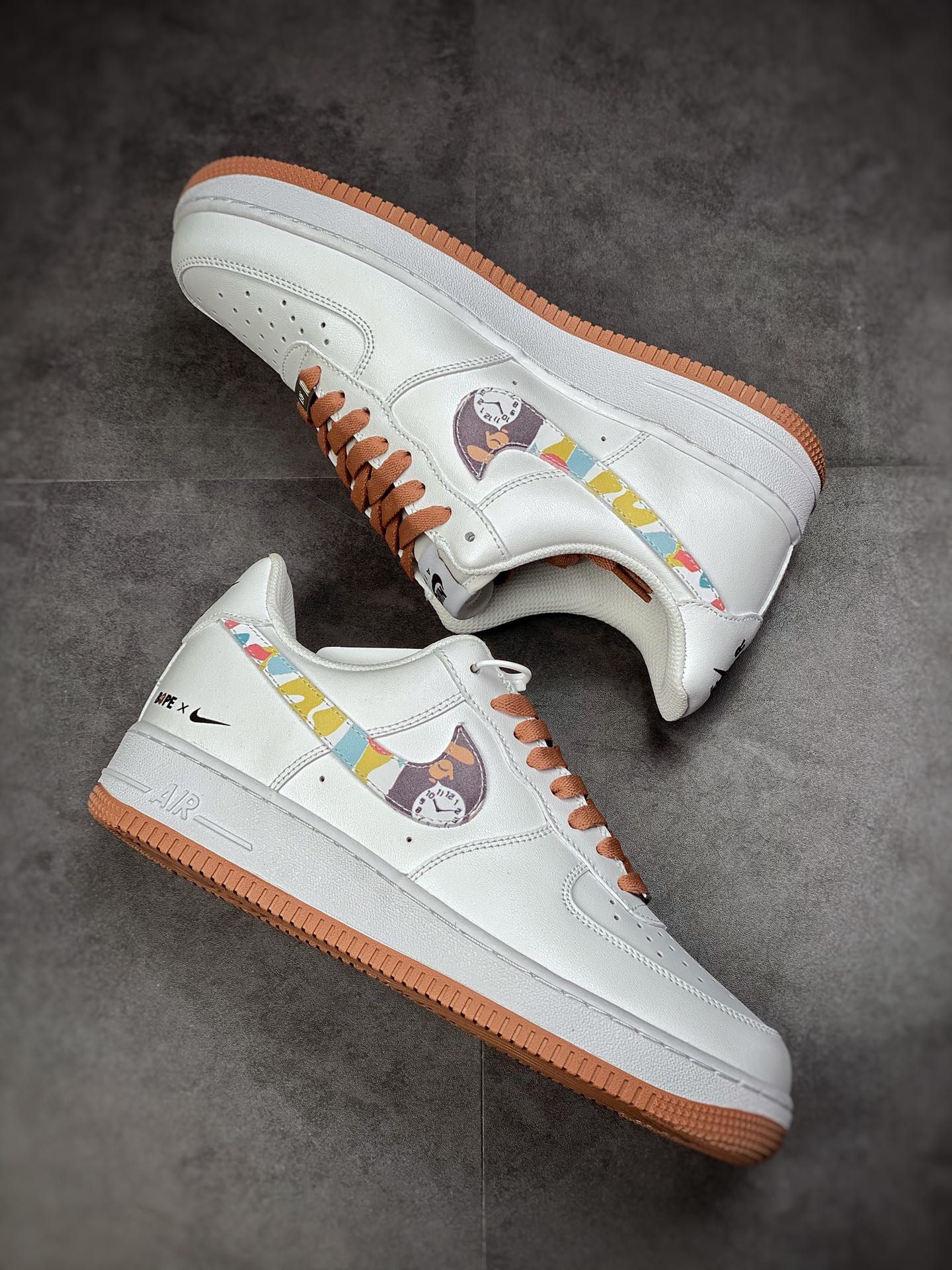 240 Nike Air Force 1 Low 07 白棕彩勾 AF1234-003