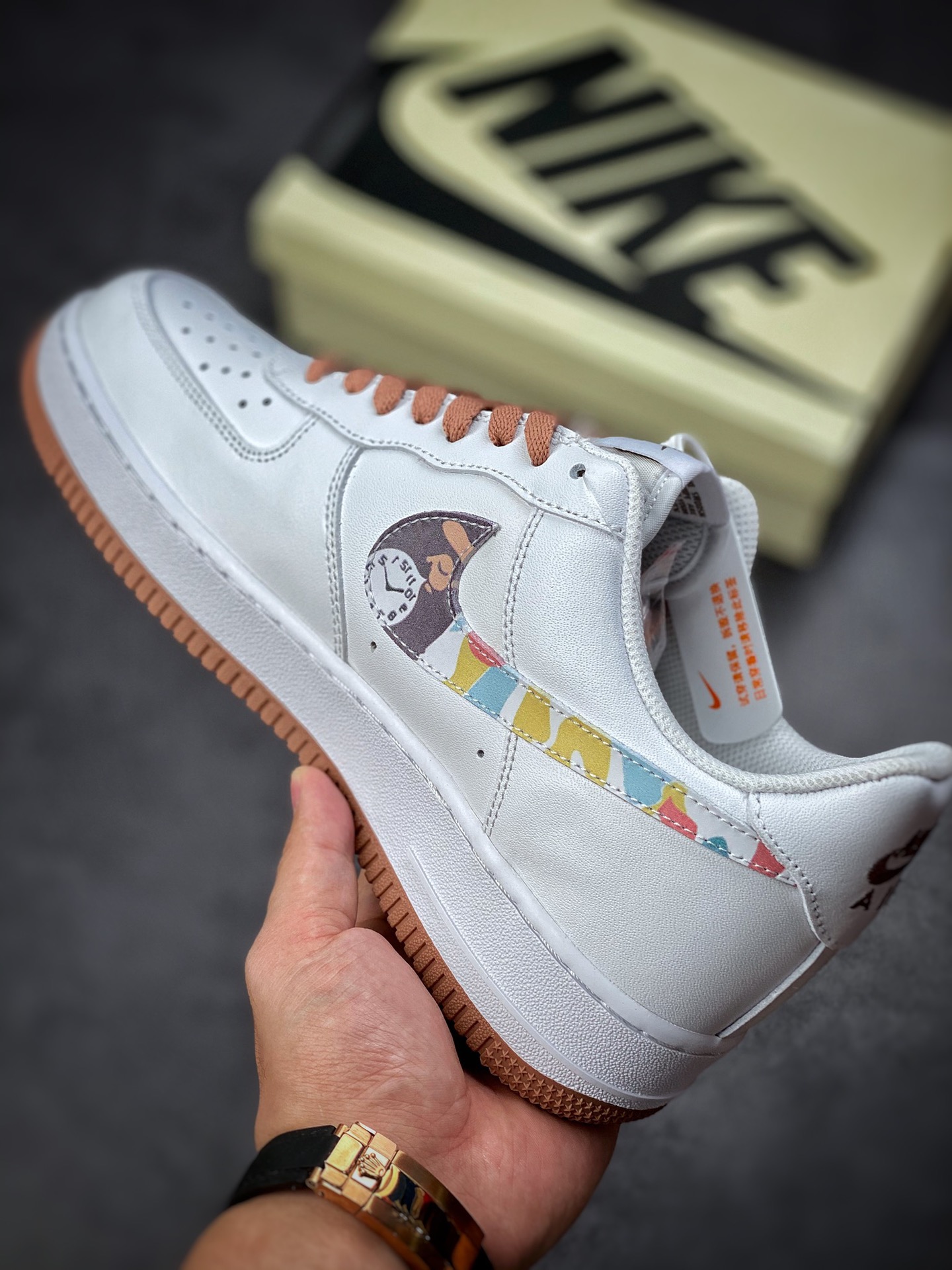 240 Nike Air Force 1 Low 07 白棕彩勾 AF1234-003