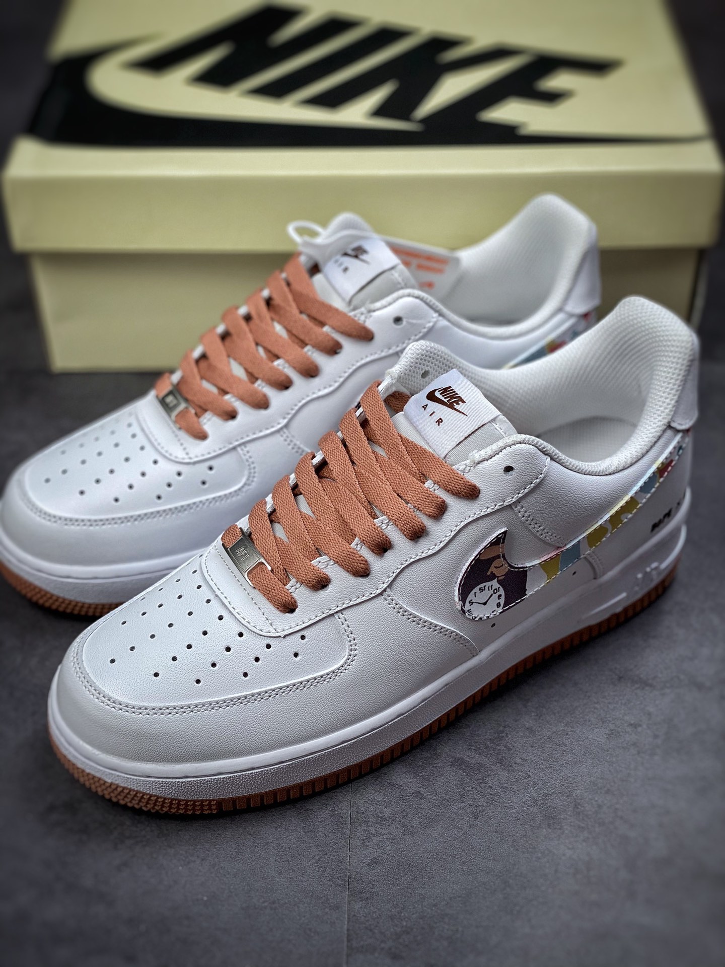 240 Nike Air Force 1 Low 07 白棕彩勾 AF1234-003