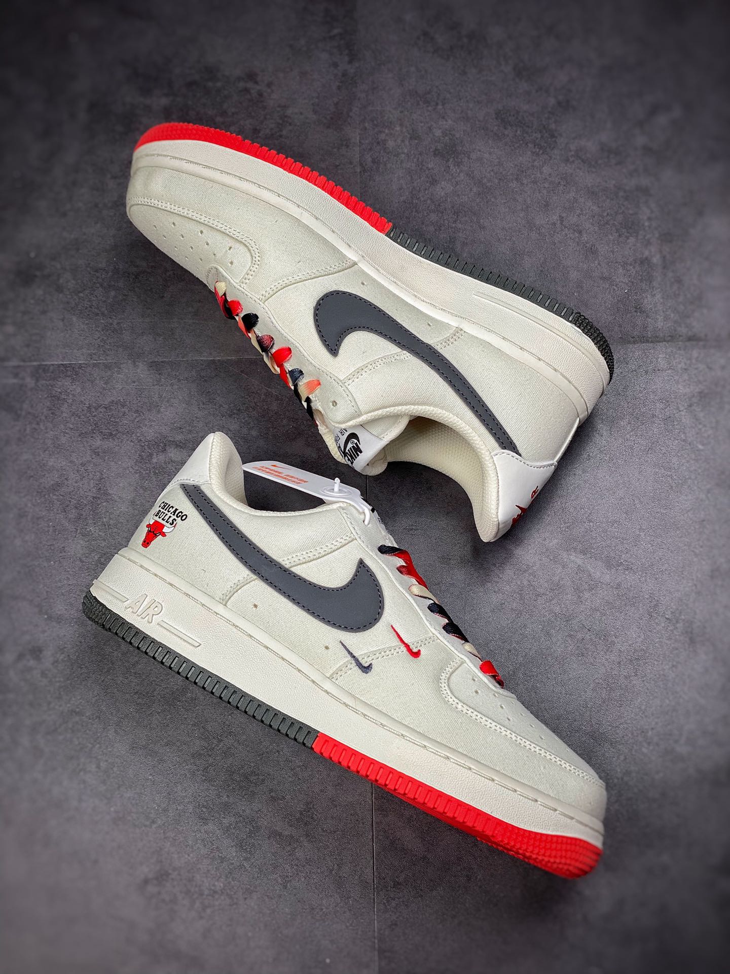 220 Nike Air Force 1 Low 07 串标白灰红渐变 芝加哥公牛 NA2022-005
