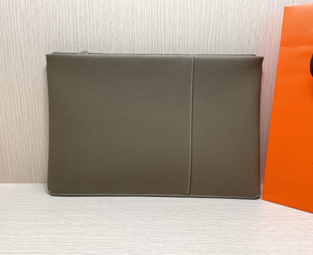 Hermes Leather Clutch,Double-Sided Zipper,34-23-2 cm,Soft Leather Handbag 1 Hermes Leather Clutch,Double-Sided Zipper,34-23-2 cm,Soft Leather Handbag