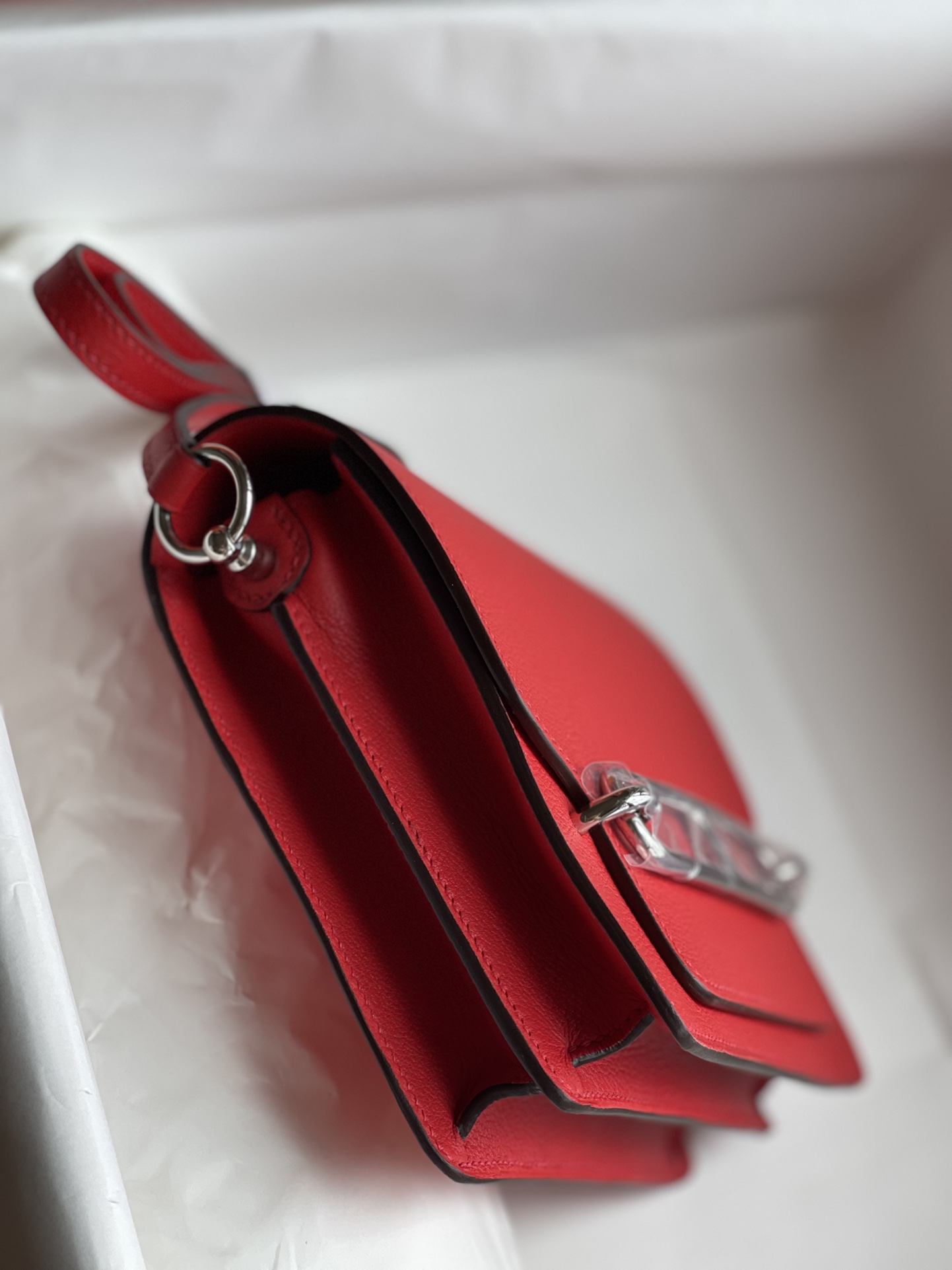 Hermès Pig nose bag Roulis 19cm picture red gold and silver buckle ready stock Evercolor leather