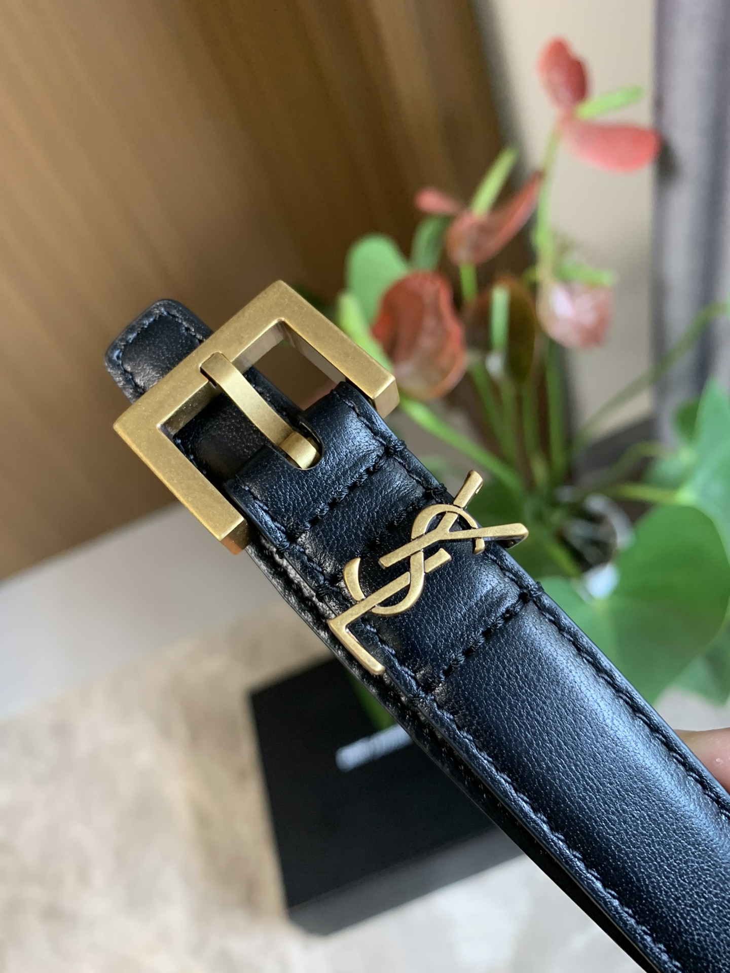 YSL Saint-Lorland Belt: Double-Sided Leather, 3.0cm Width, CASSANDRE Belt Ring - 图片 1