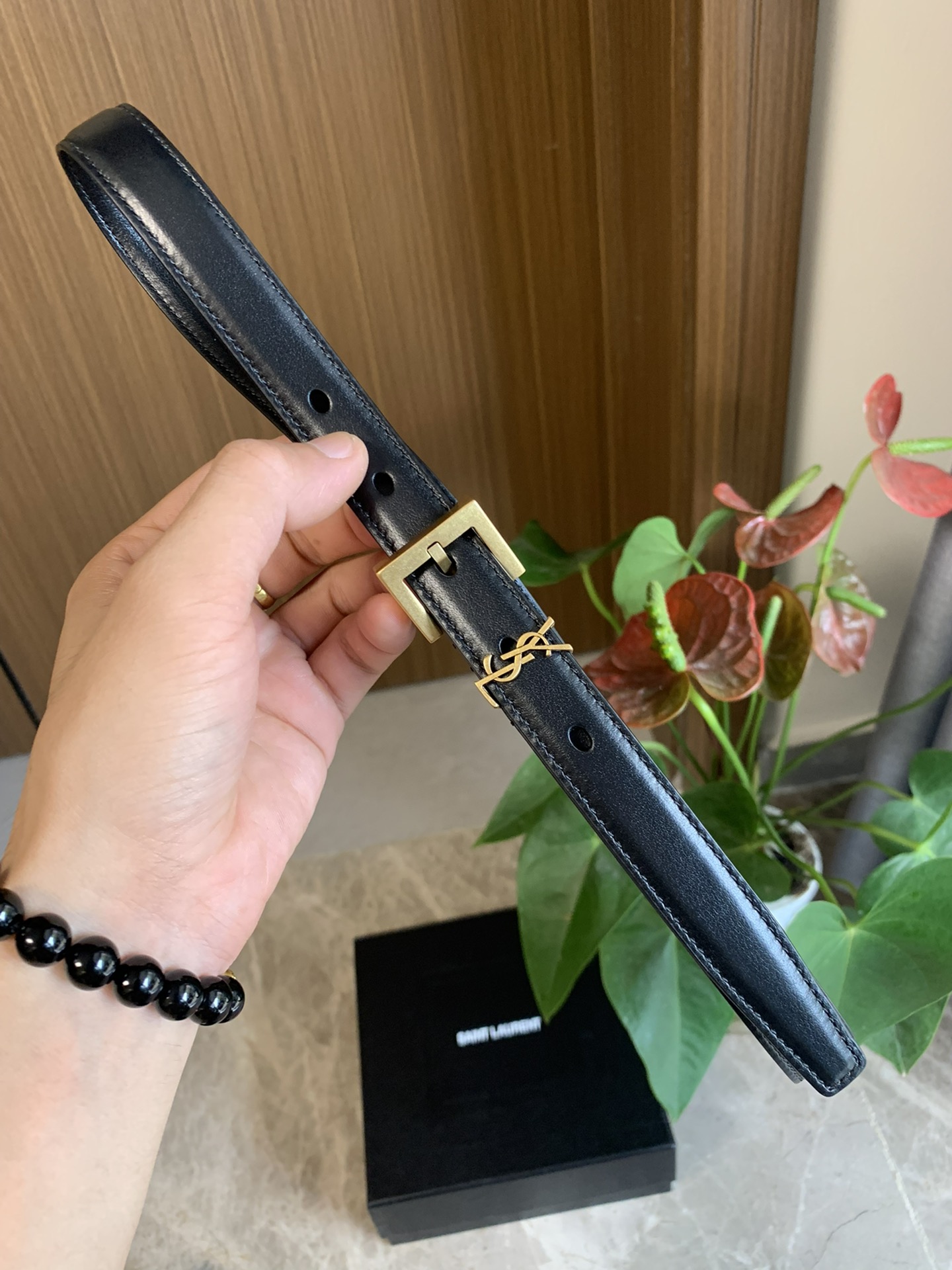 YSL Saint-Lorland Belt: Double-Sided Leather, 3.0cm Width, CASSANDRE Belt Ring - 图片 7