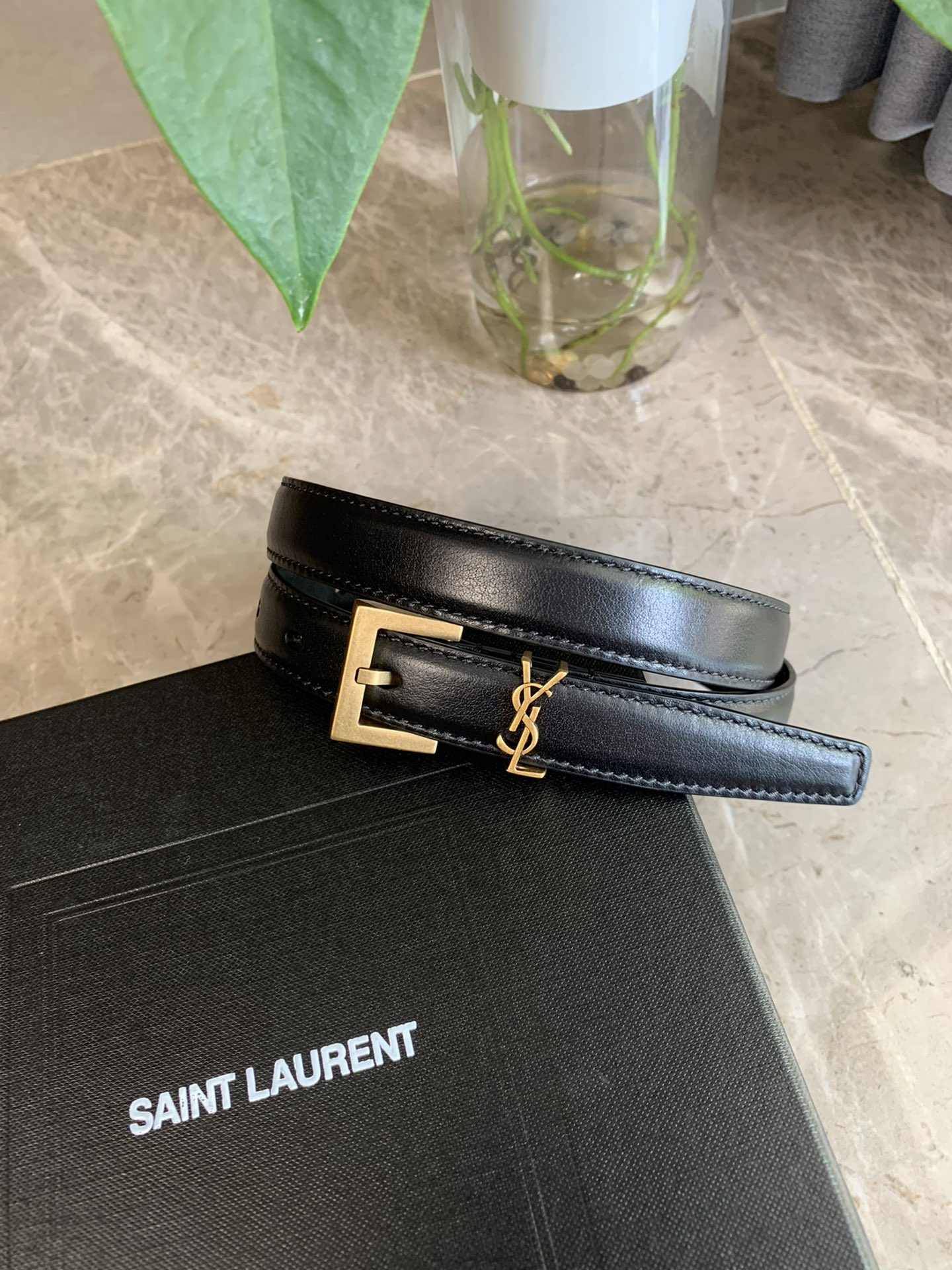 YSL Saint-Lorland Belt: Double-Sided Leather, 3.0cm Width, CASSANDRE Belt Ring - 图片 9