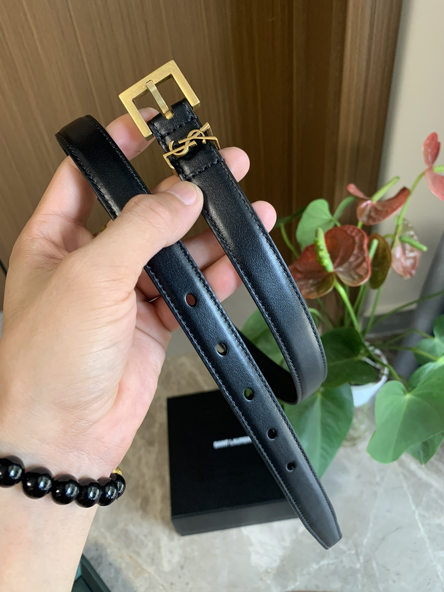 YSL Saint-Lorland Belt: Double-Sided Leather, 3.0cm Width, CASSANDRE Belt Ring - 图片 6