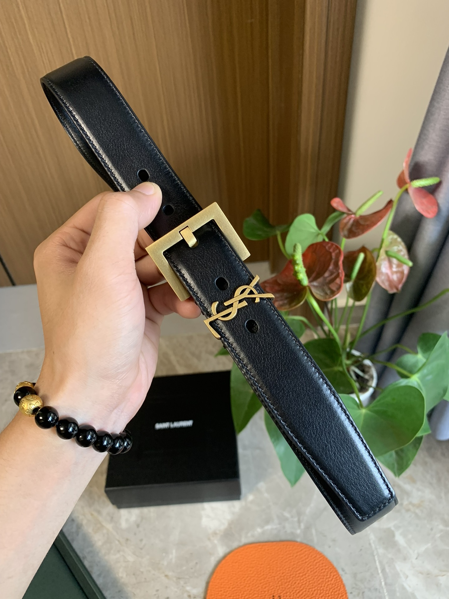 YSL Saint-Lorland Belt: Double-Sided Leather, CASSANDRE Ring, 3.0 cm Width. - 图片 7