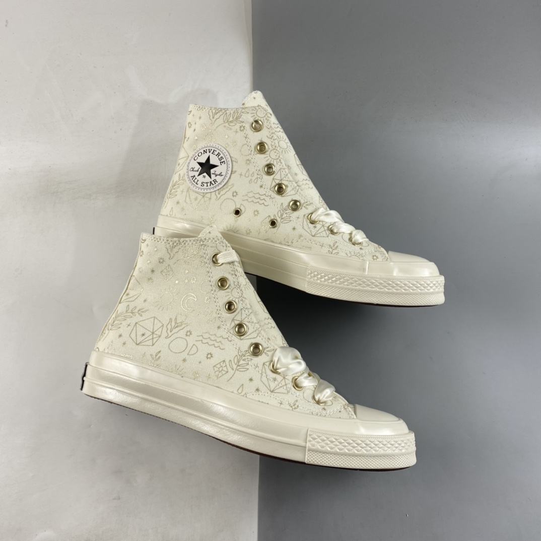 Converse Chuck Taylor 1970s Converse Sun Moon Star Gold Print High Top Casual Board Shoes A02207C