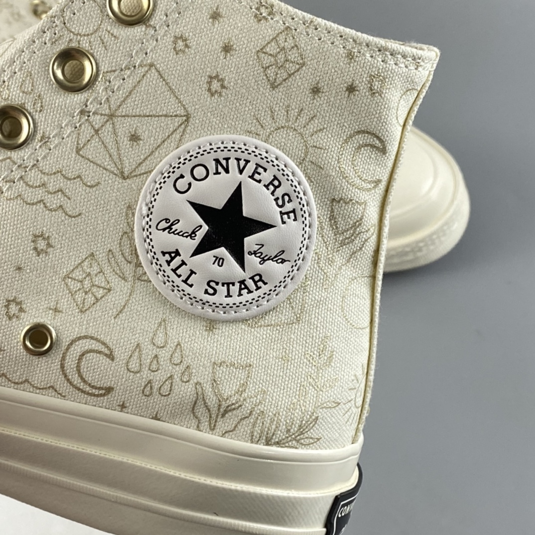 Converse Chuck Taylor 1970s Converse Sun Moon Star Gold Print High Top Casual Board Shoes A02207C